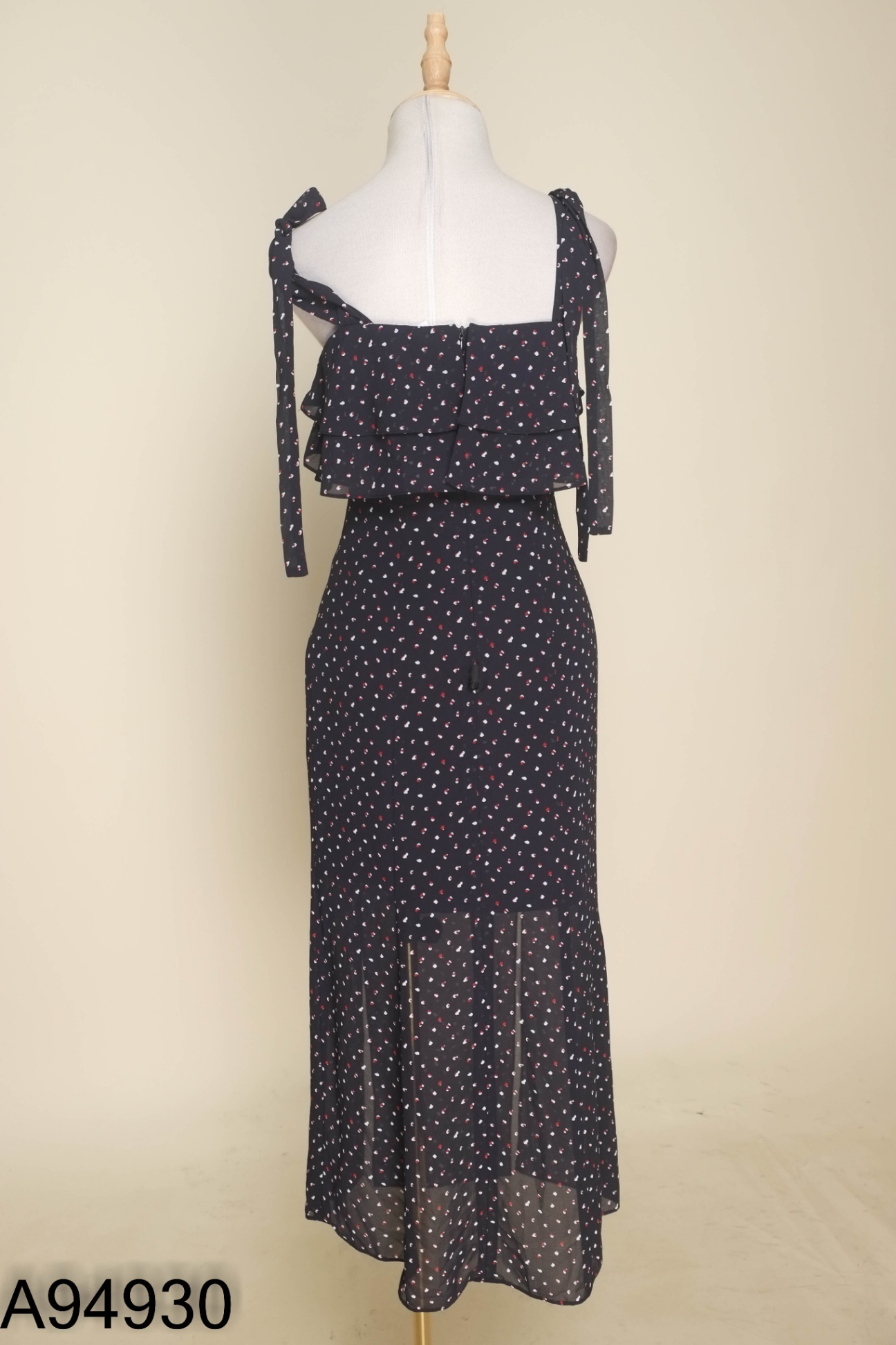 Váy hai dây IVY MODA xanh than họa tiết