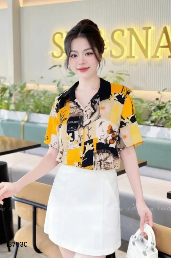 Áo sơ mi LIIN họa tiết vàng