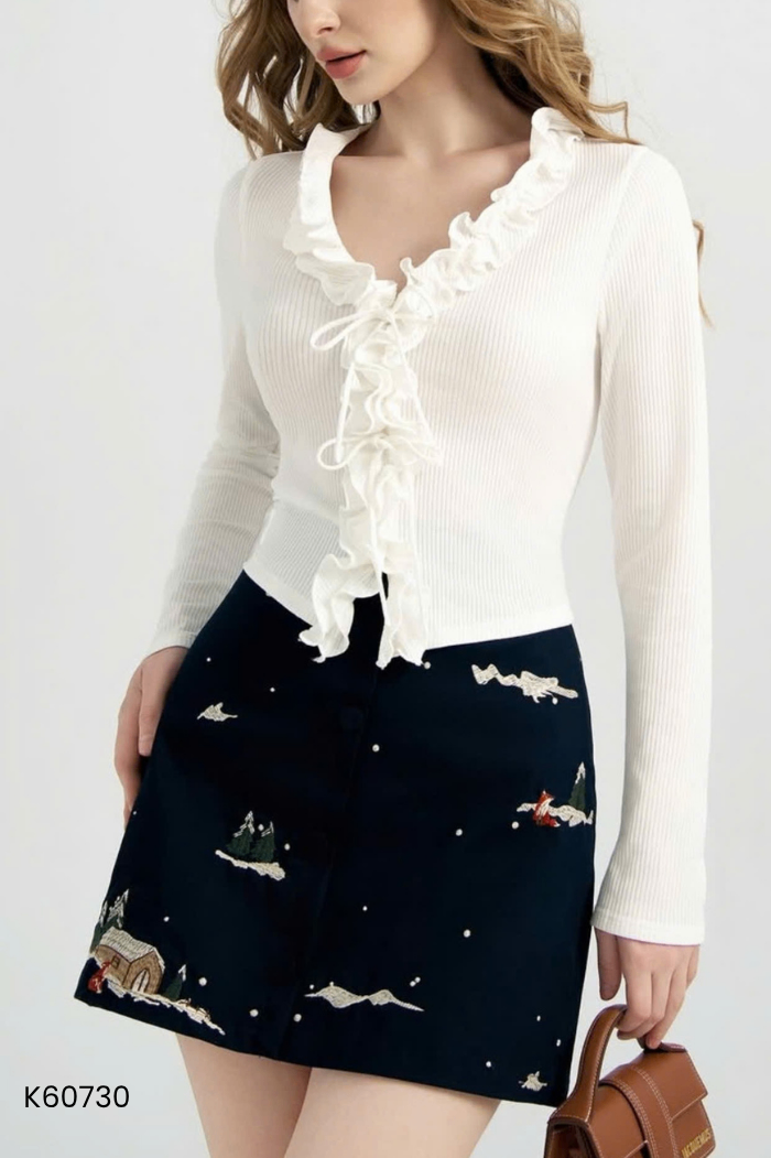 Chân váy ADORE DRESS xanh than thêu họa tiết