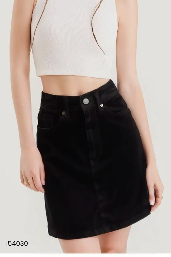 Chân váy TI NGOAN jeans đen trơn