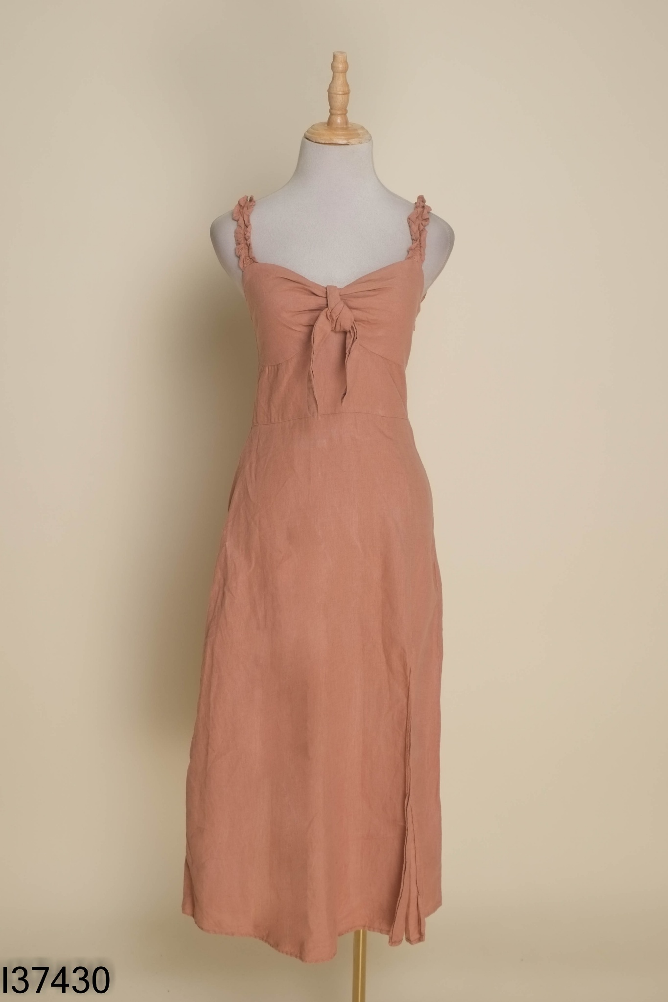 Váy linen hai dây ZARA hồng đất