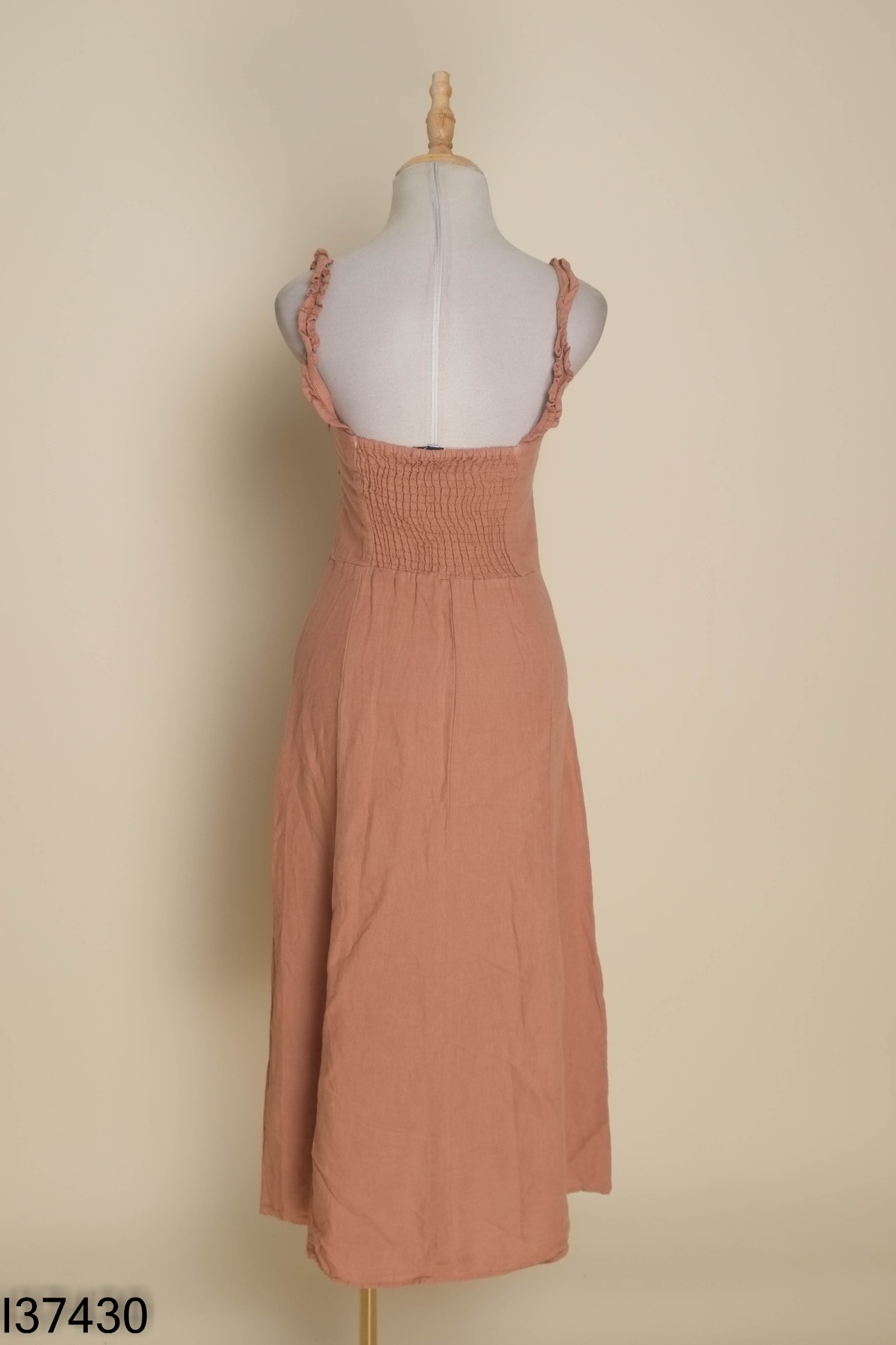Váy linen hai dây ZARA hồng đất