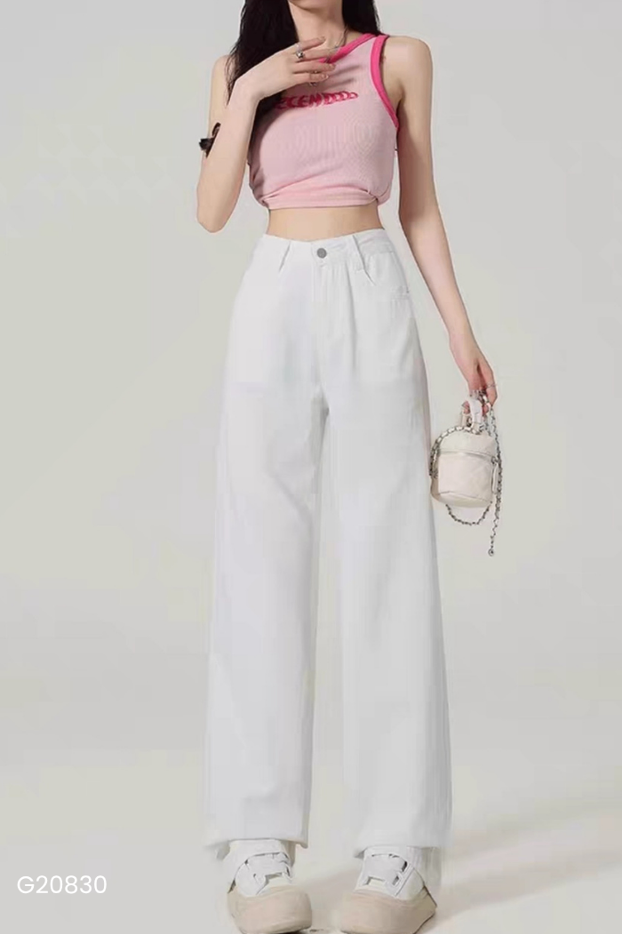 Quần jeans suông trắng