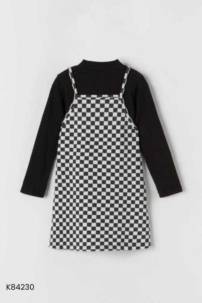 Yếm váy ZARA xám phối trắng KIDS