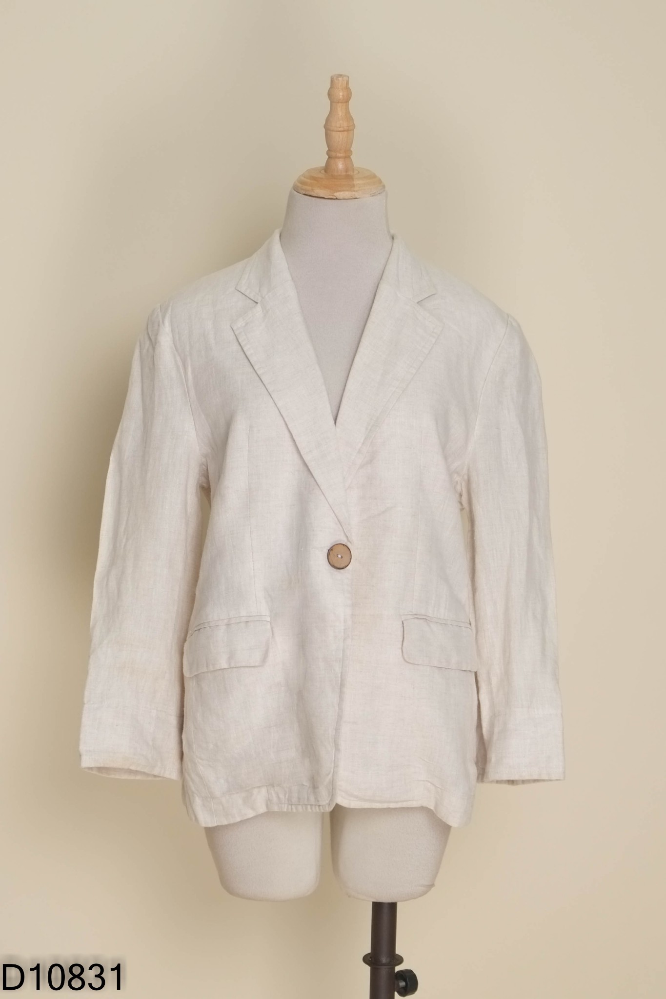 Áo khoác vest be linen