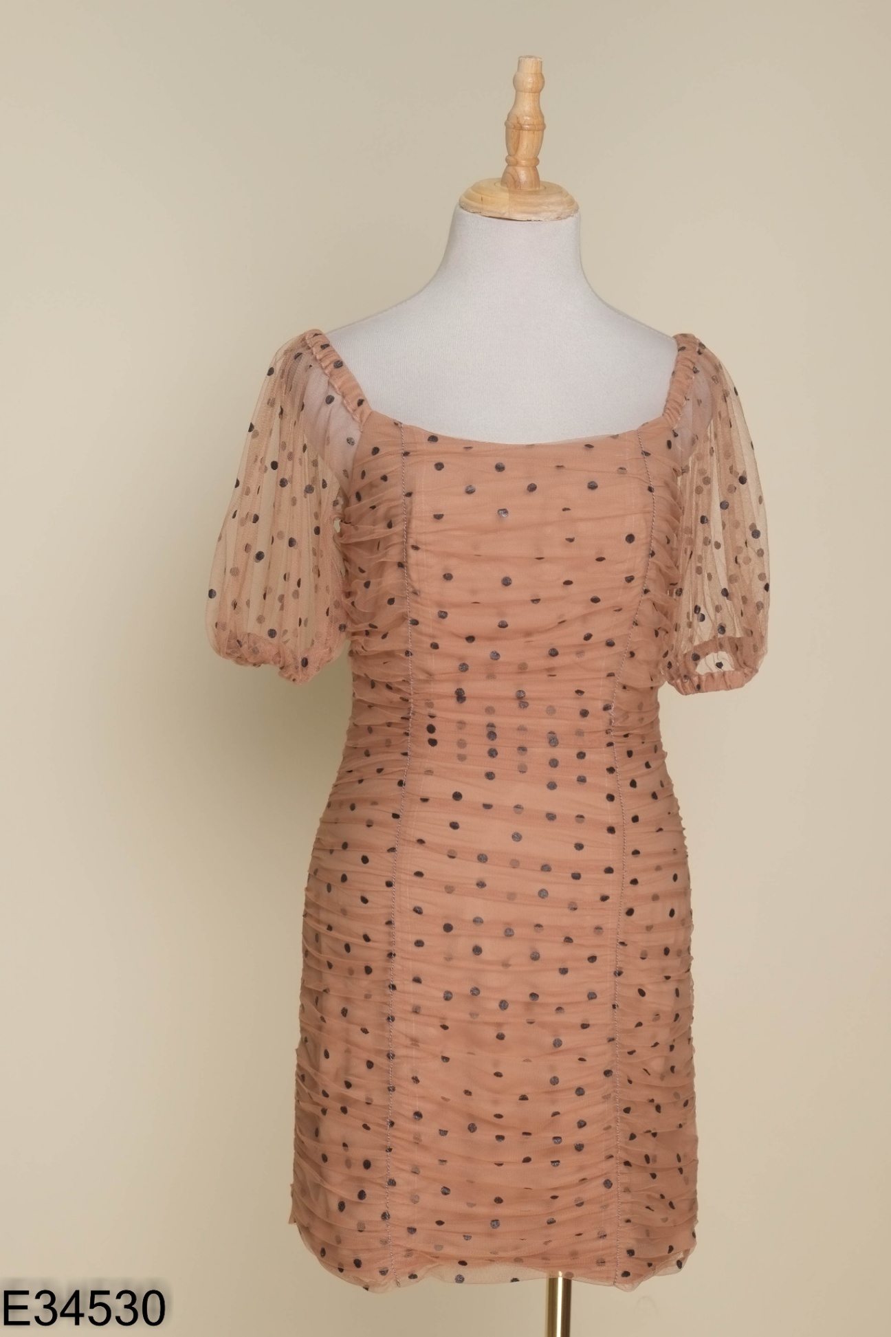 Váy HUONG BOUTIQUE nâu chấm bi