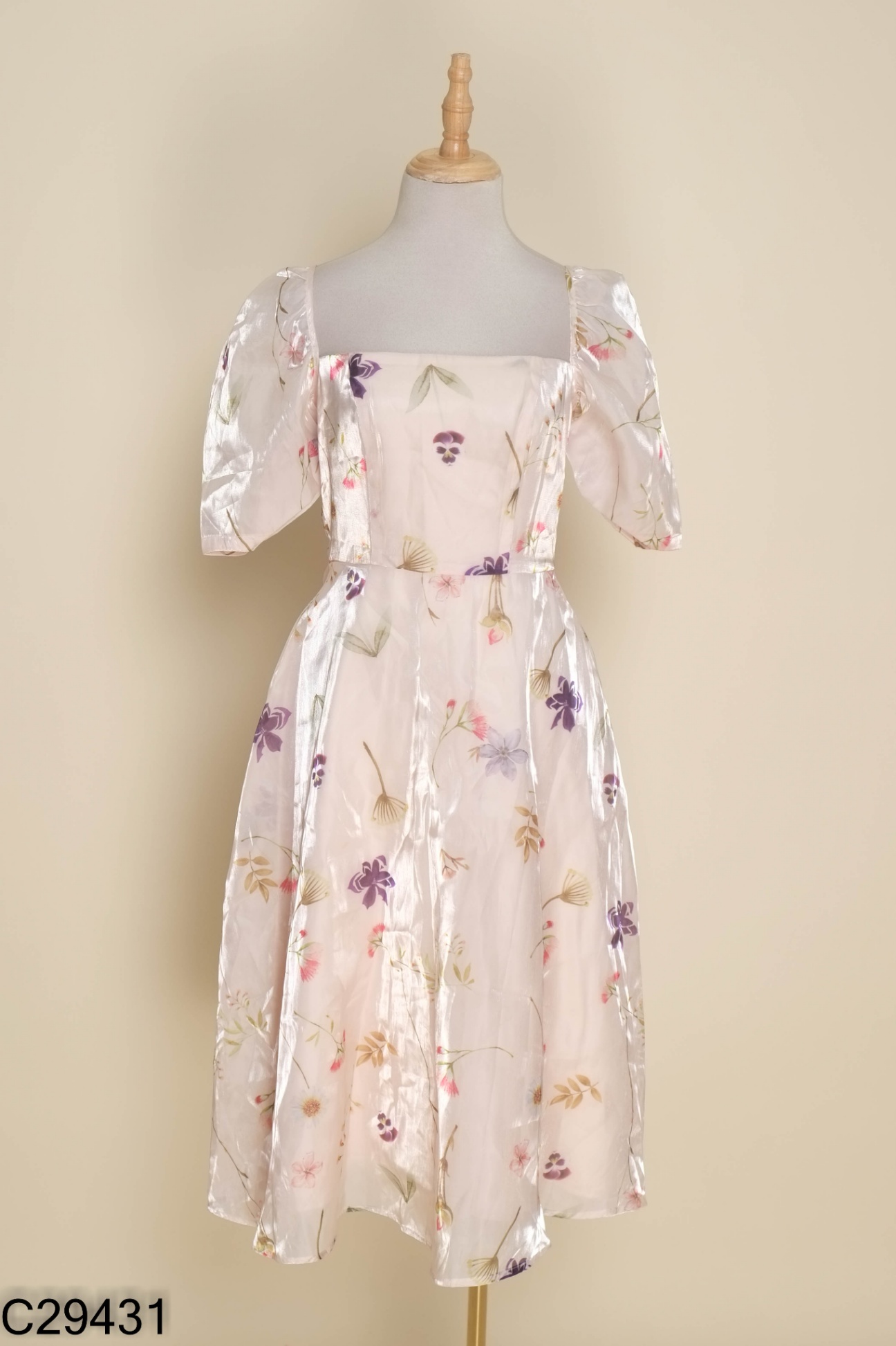 NEWTAG Váy VANIA organza hồng hoa