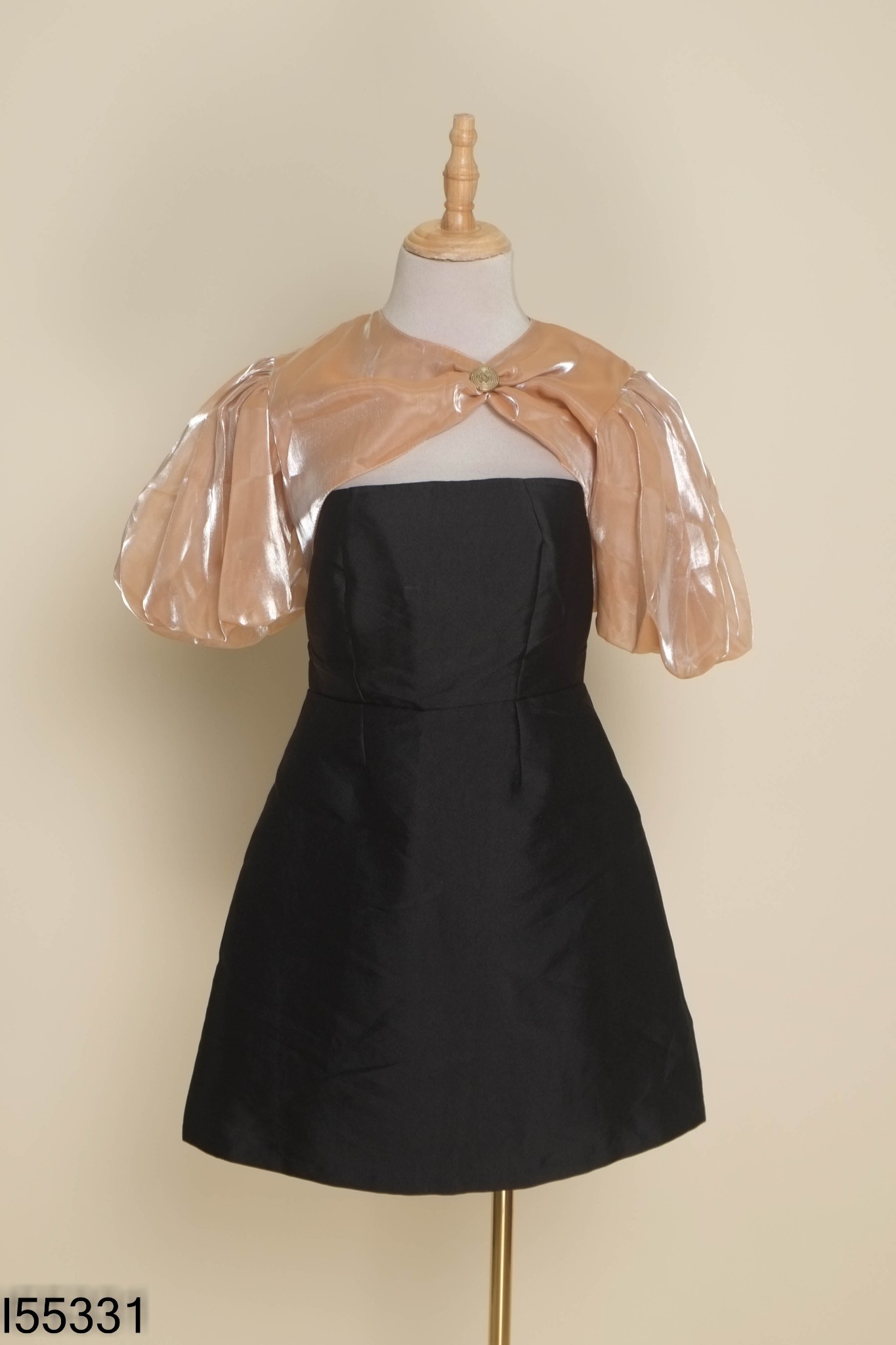 Váy đen mix organza nâu