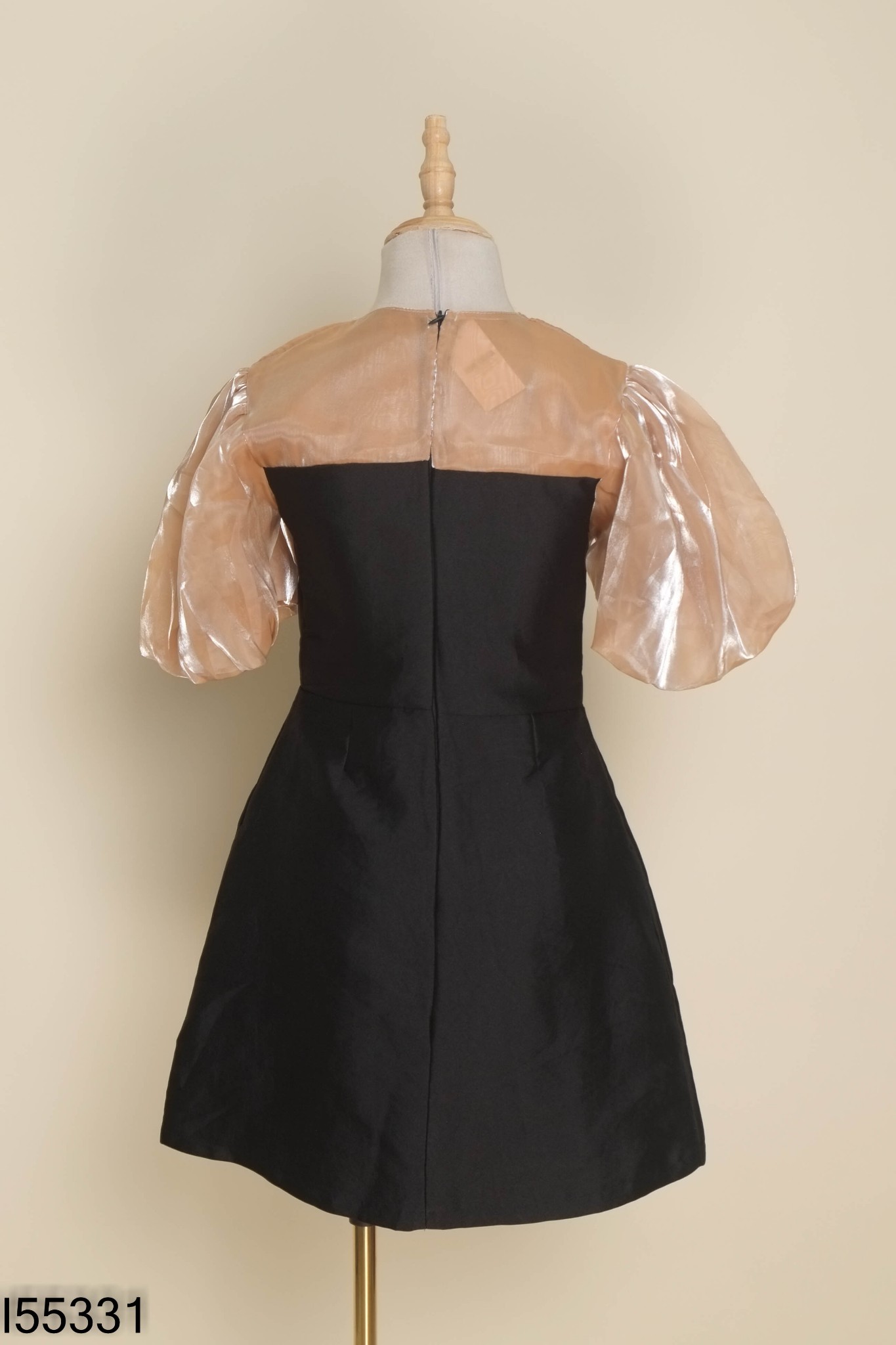 Váy đen mix organza nâu