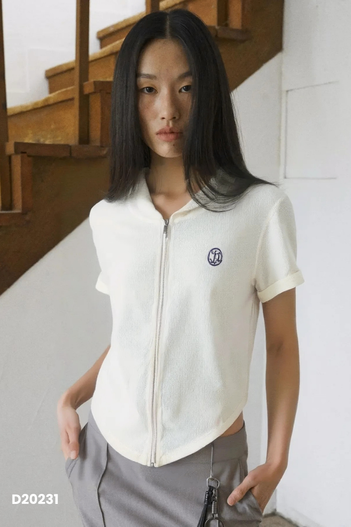 Áo be phối mũ kéo khóa