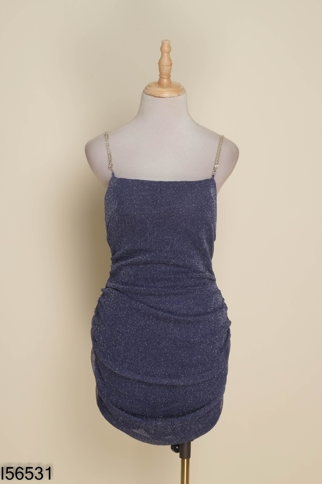 NEWTAG Váy nhũ xanh DRESSES IN SILK phối đá