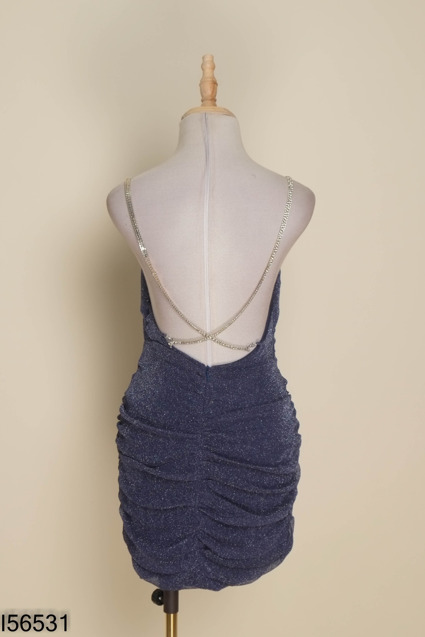 NEWTAG Váy nhũ xanh DRESSES IN SILK phối đá