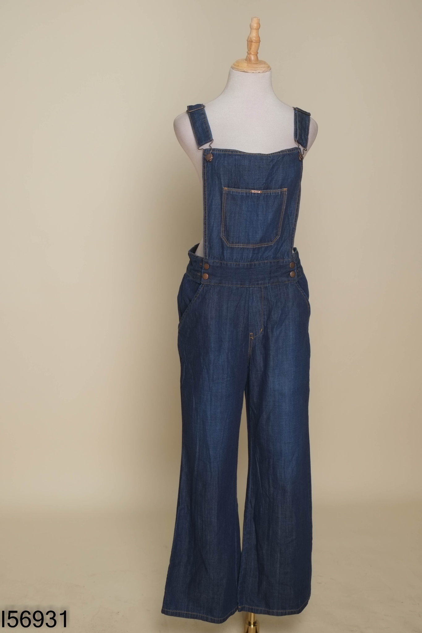 Quần yếm jeans xanh trơn