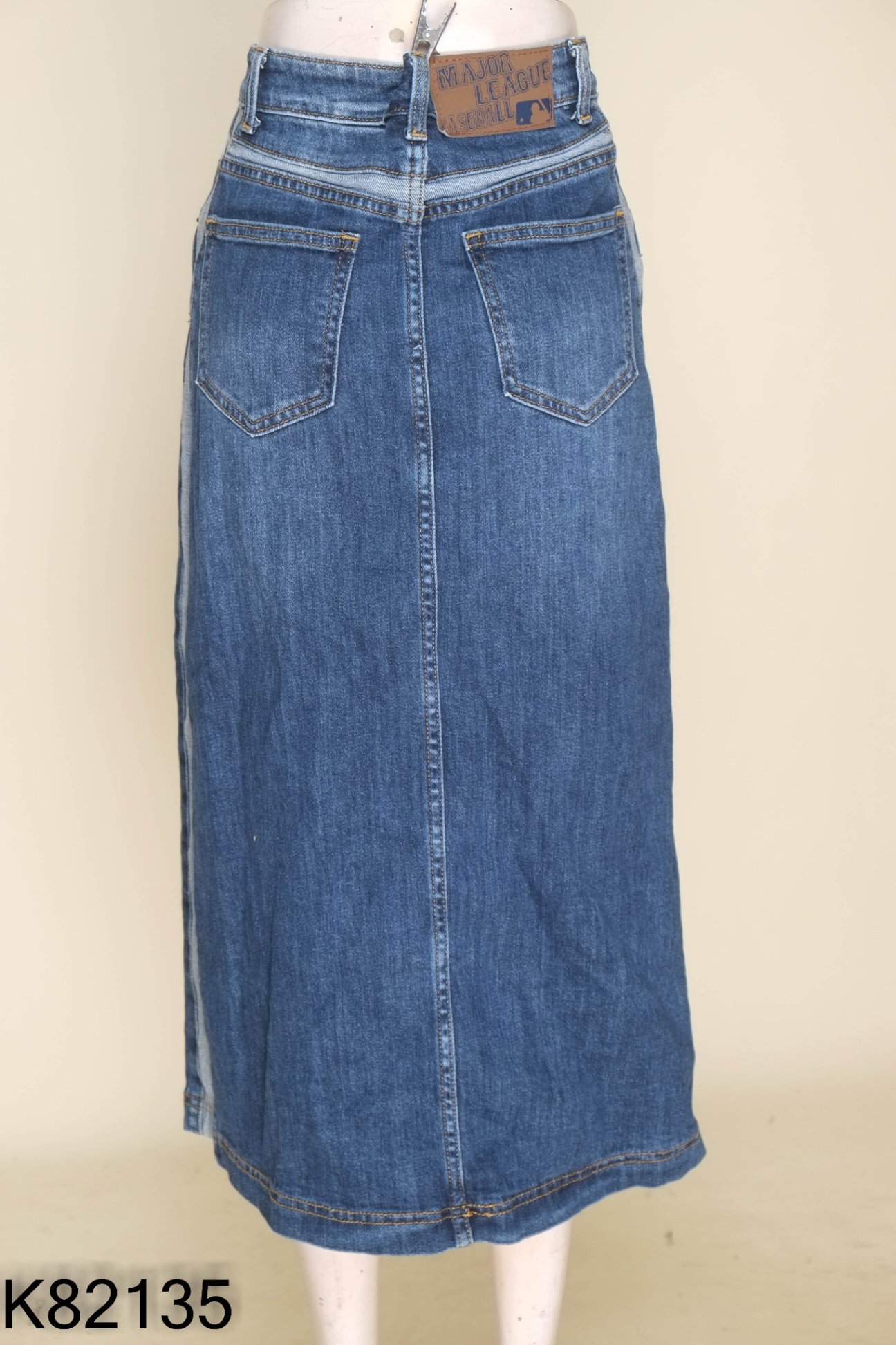 Chân váy jeans xanh sọc