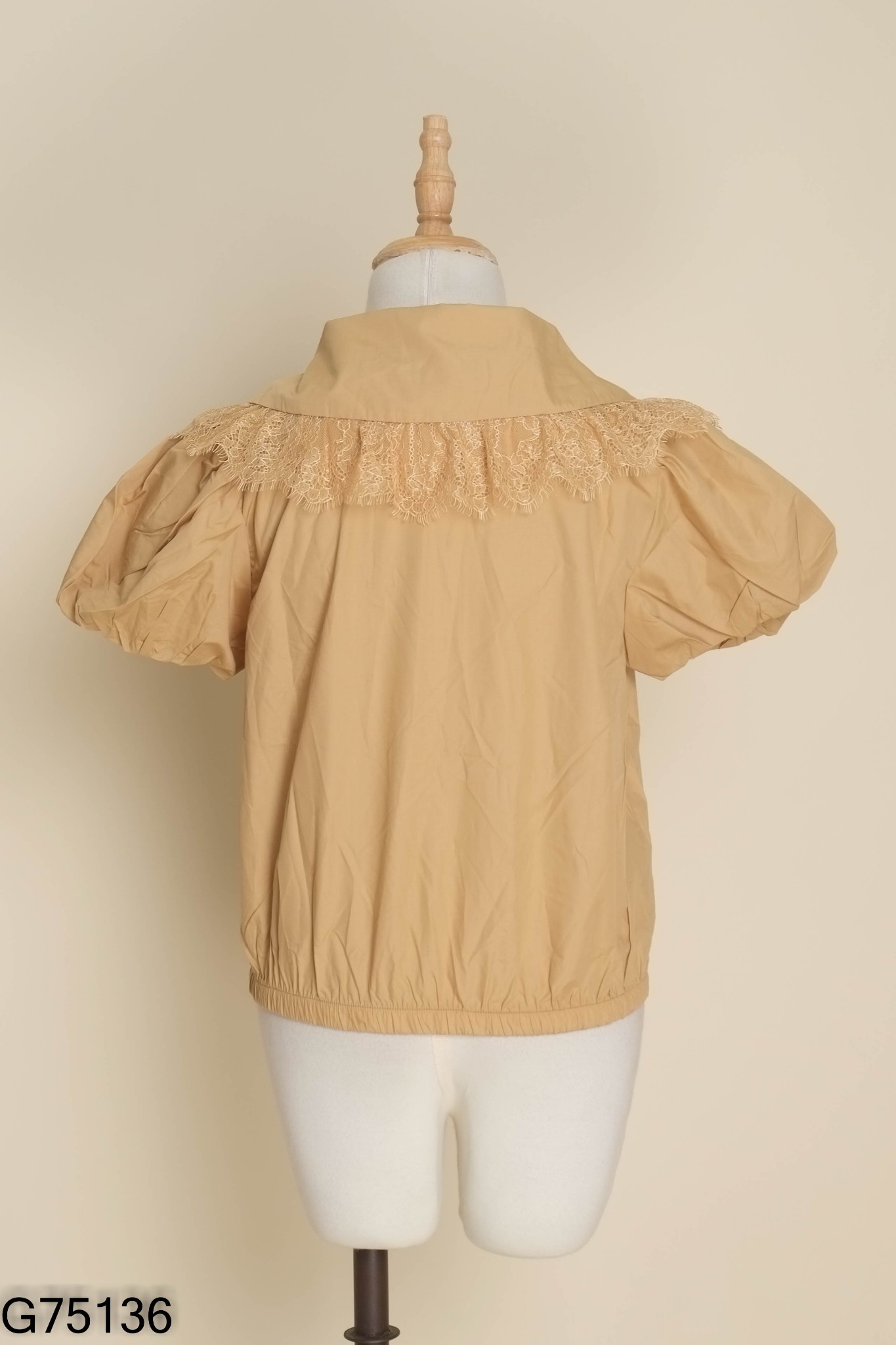 NEWTAG Áo MIMOZA nâu cổ viền ren