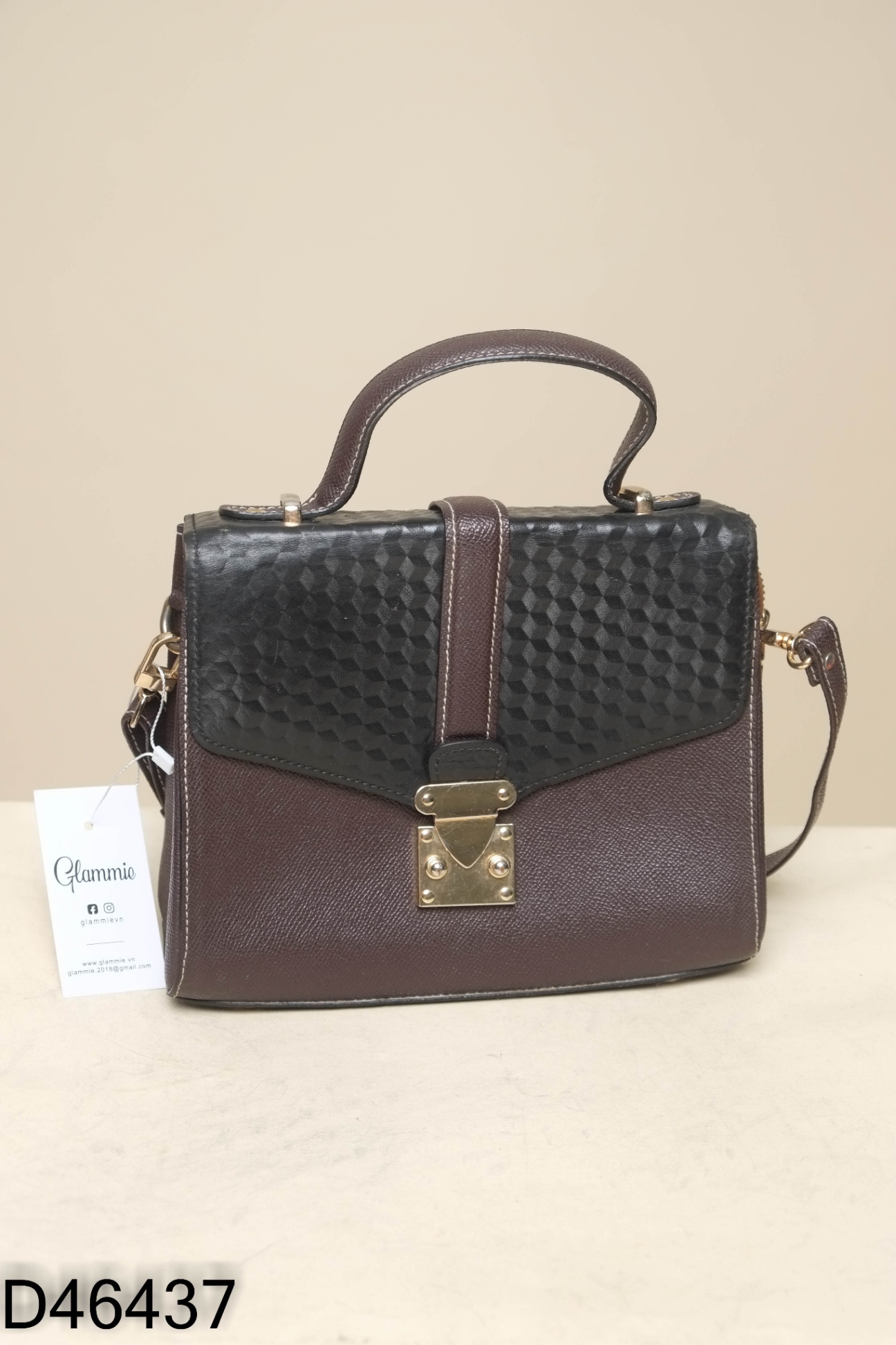 Túi xách nâu phối đen