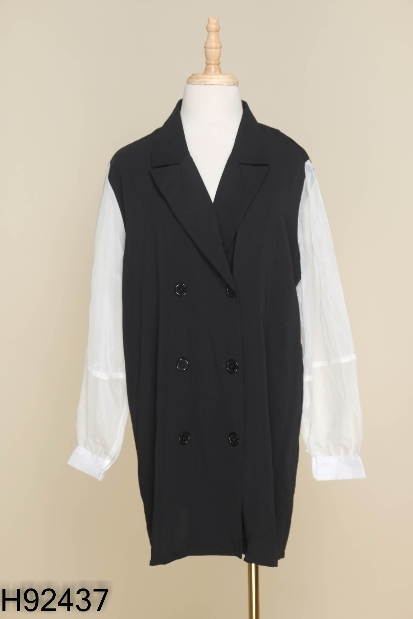 NEWTAG váy MODESTY đen phối tay trắng