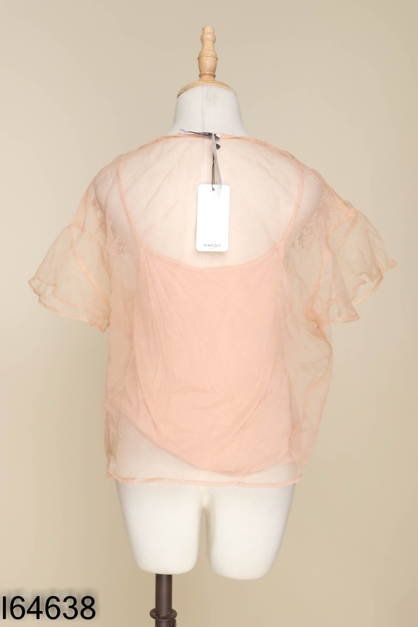 NEWTAG Áo MANGO hồng thêu hình