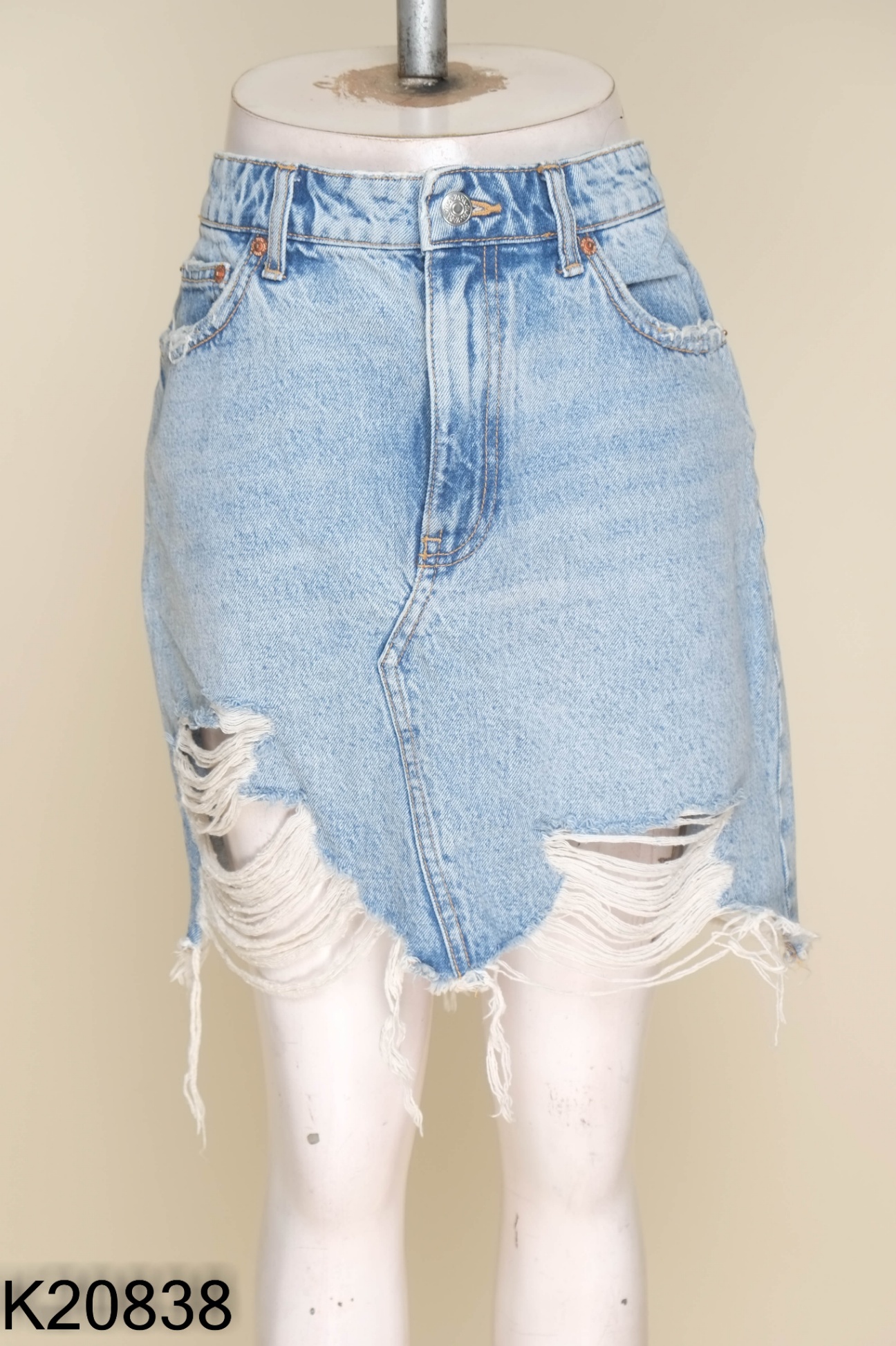 Chân váy jeans ZARA xanh rách