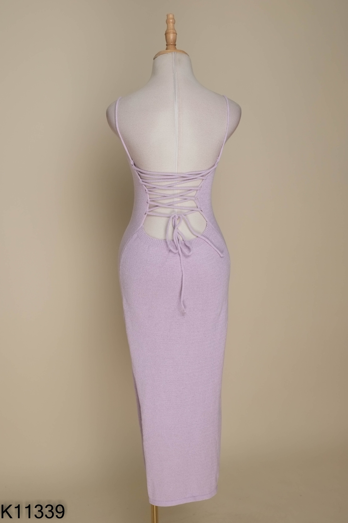 Váy len tím đan dây xẻ