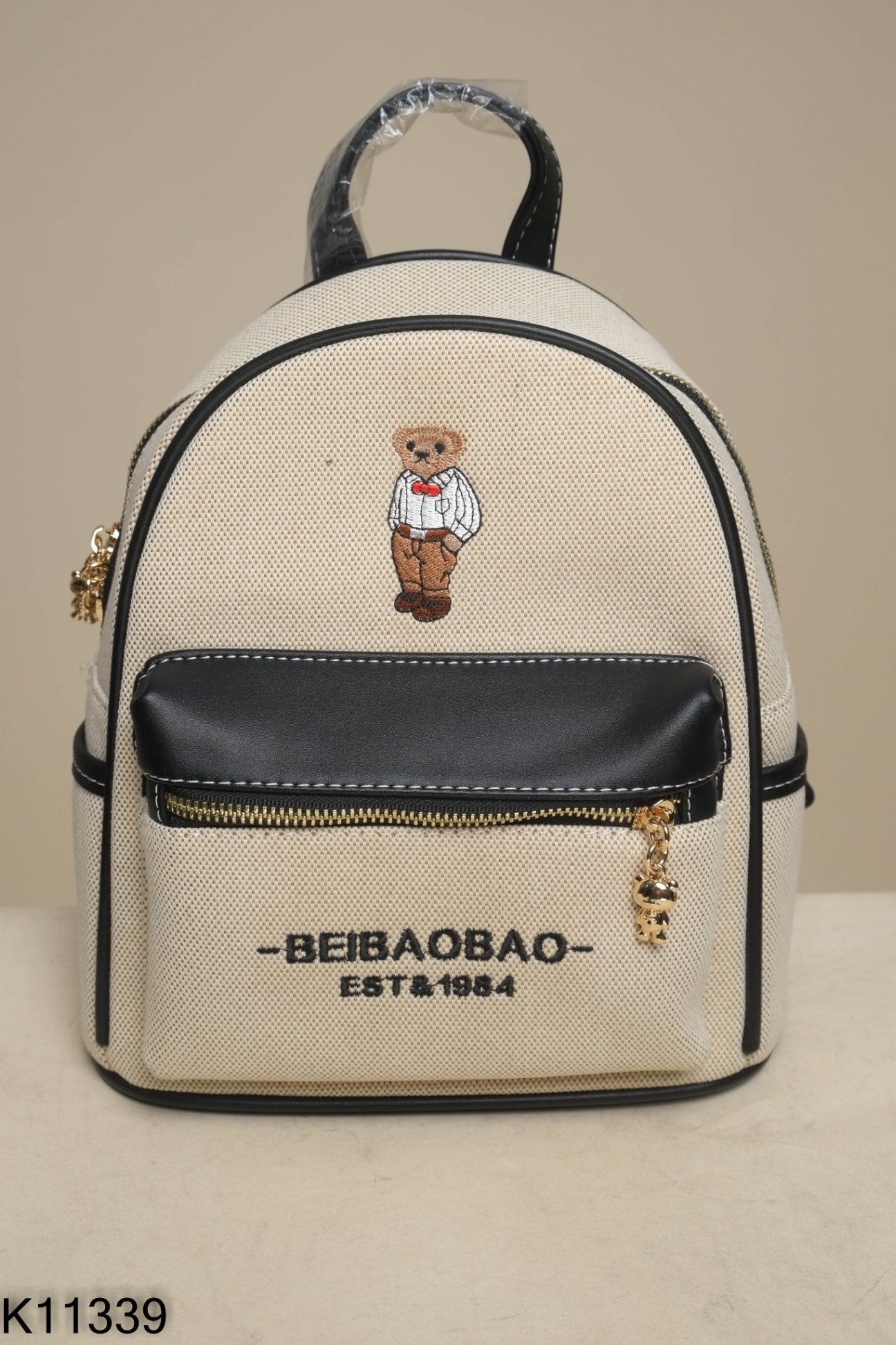 NEW Balo nâu sáng phối chữ