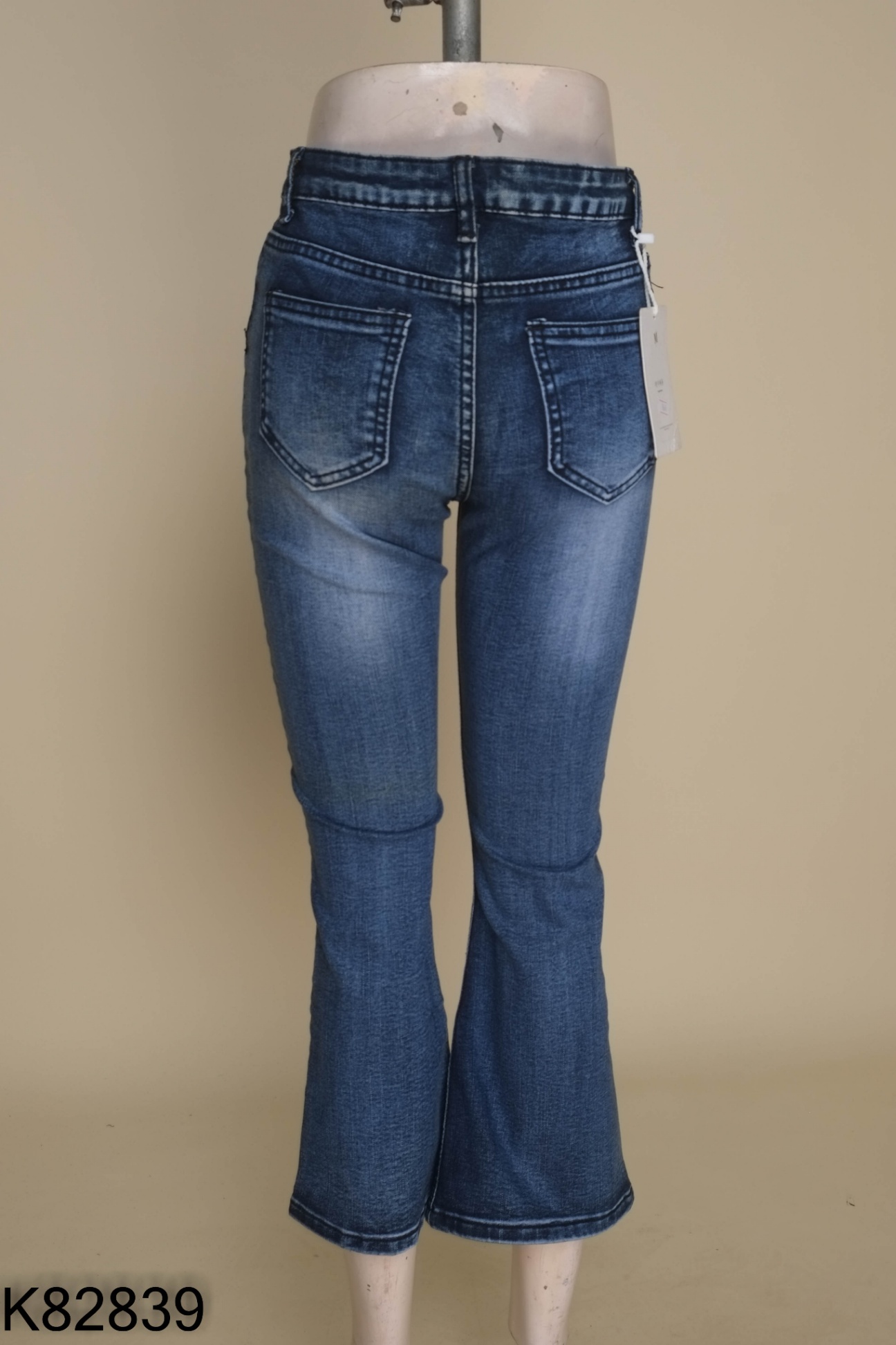 NEWTAG Quần jeans xanh xẻ gấu