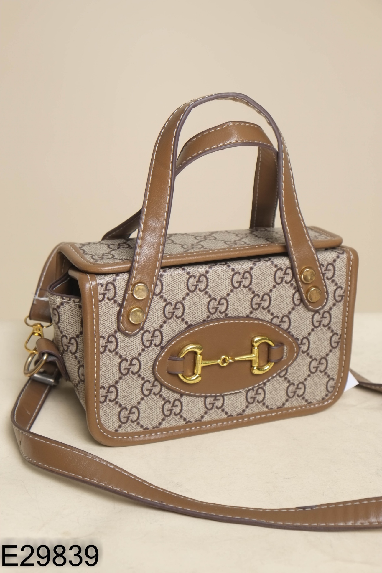 Túi hộp be họa tiết