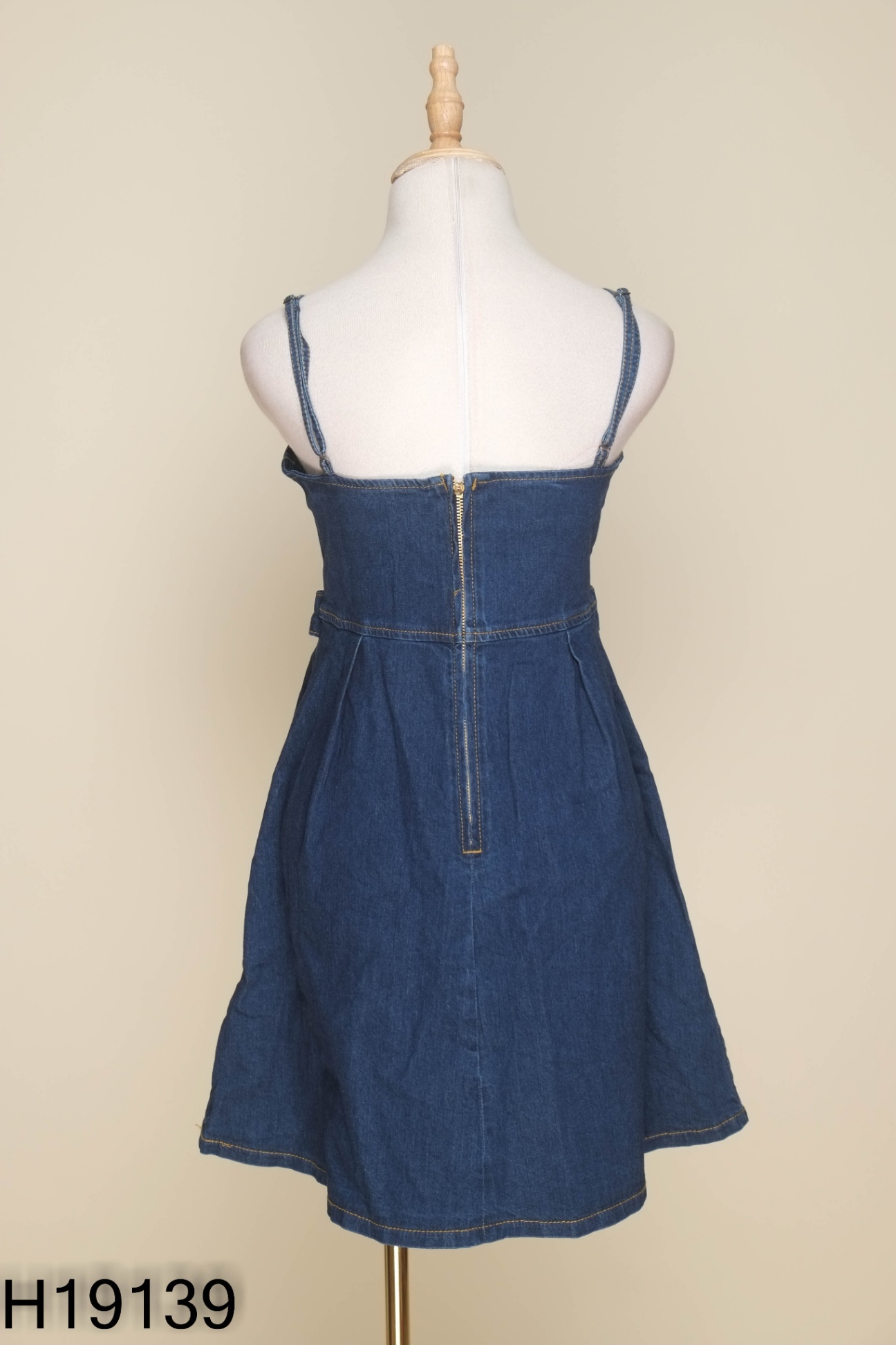 NEWTAG Váy hai dây jeans xanh
