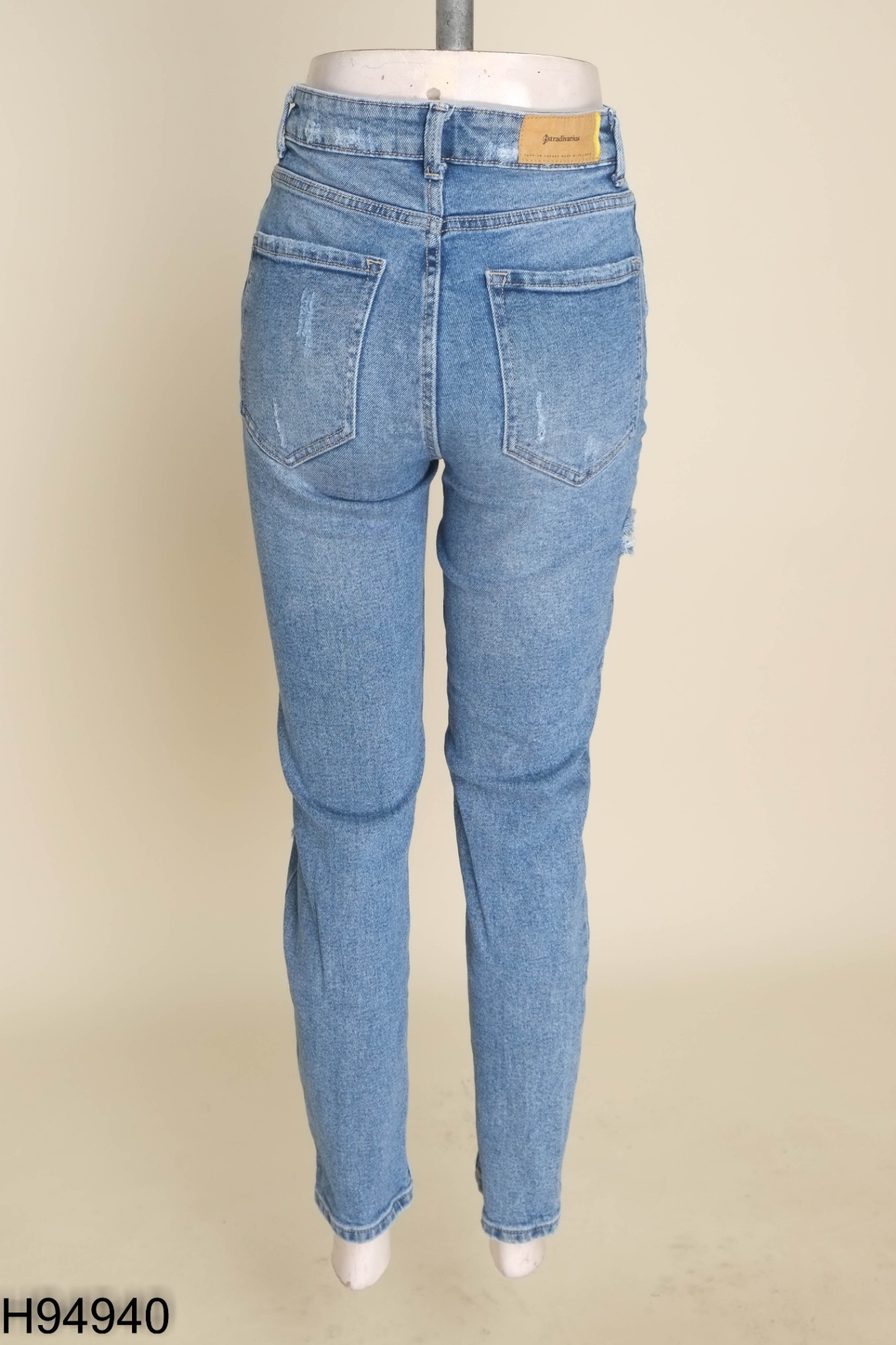 Quần STRADIVARIUS jeans xanh rách