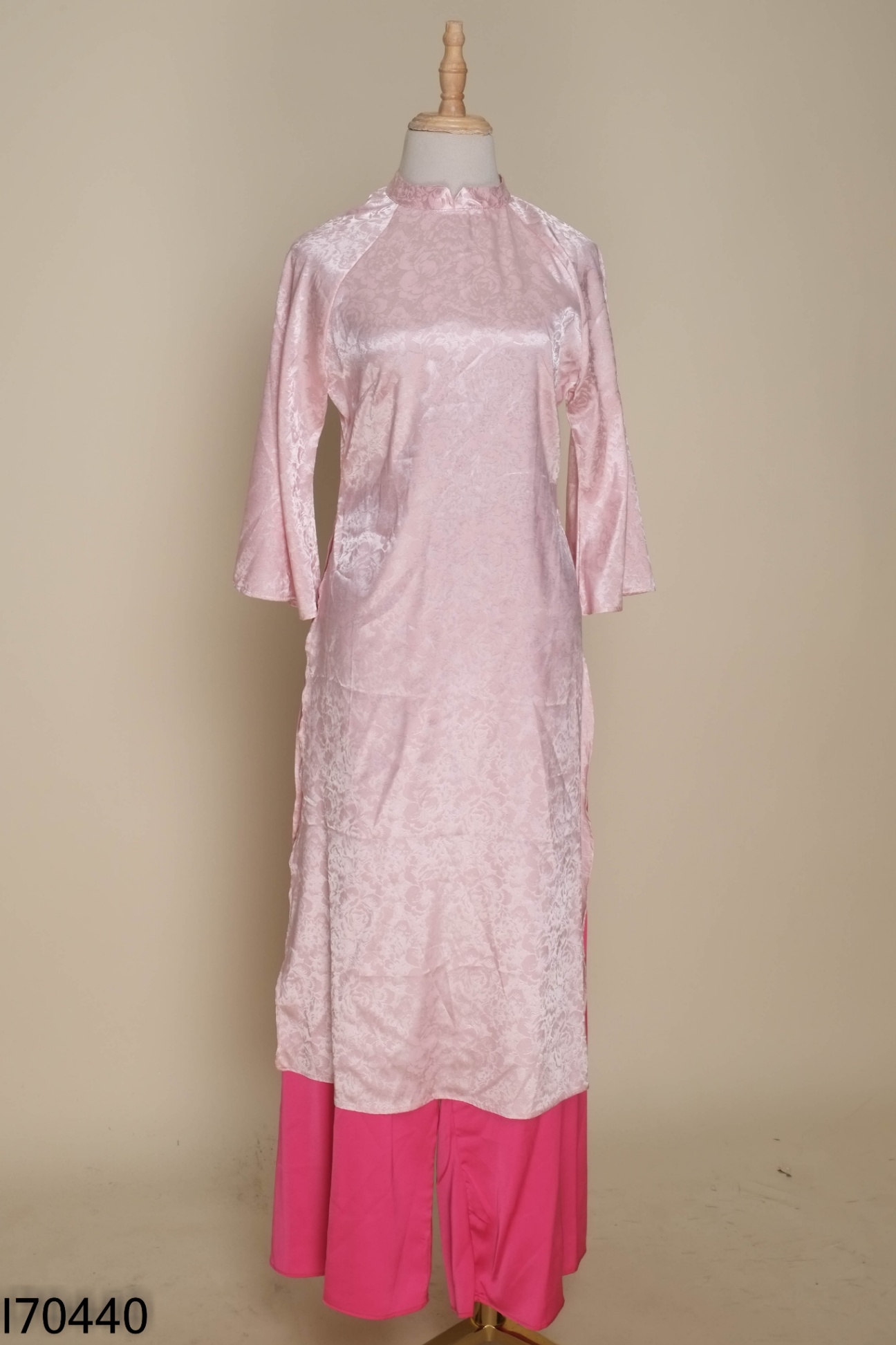 Set áo dài hồng nhạt + quần hồng đậm