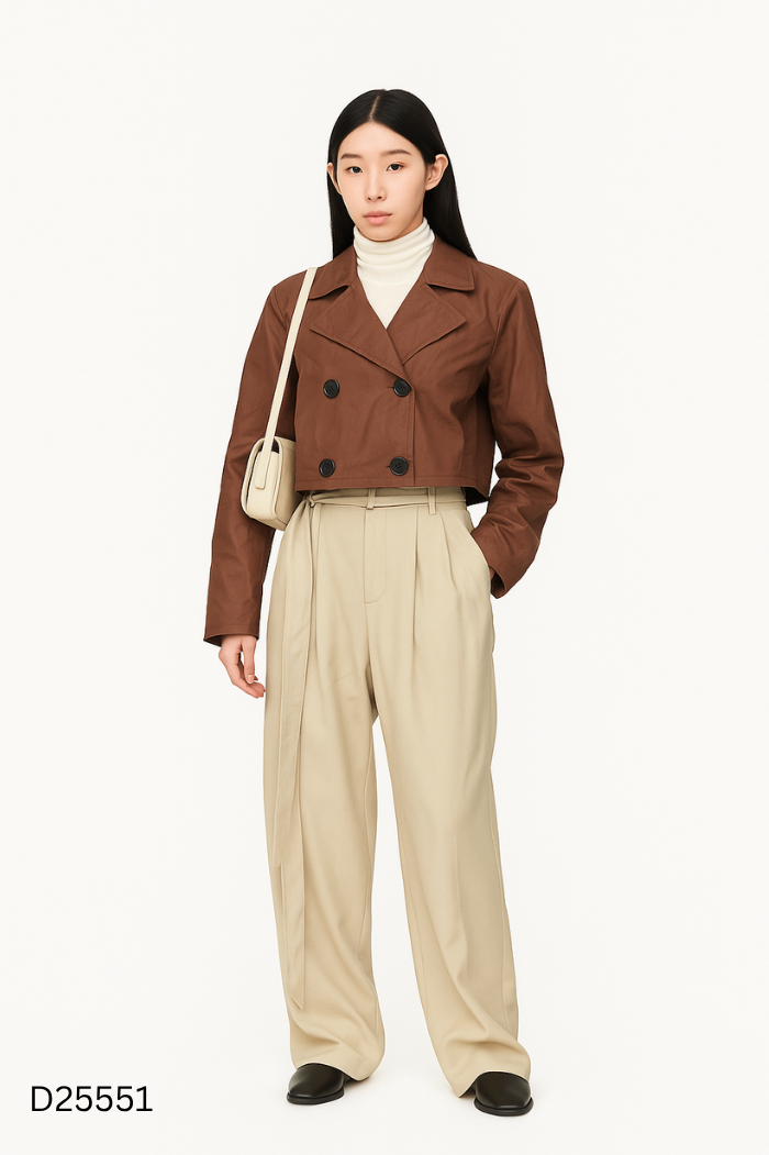 Áo blazer nâu dáng ngắn