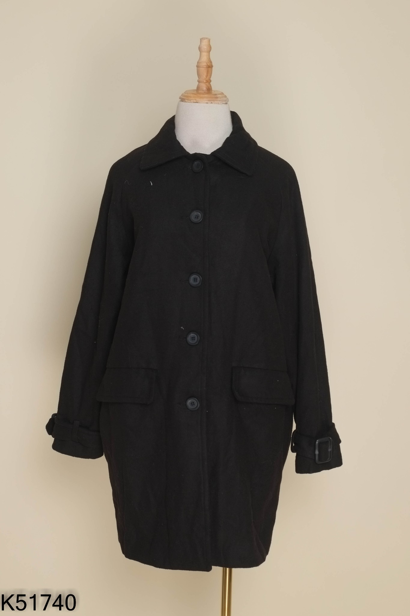 Áo khoác dạ đen dáng dài