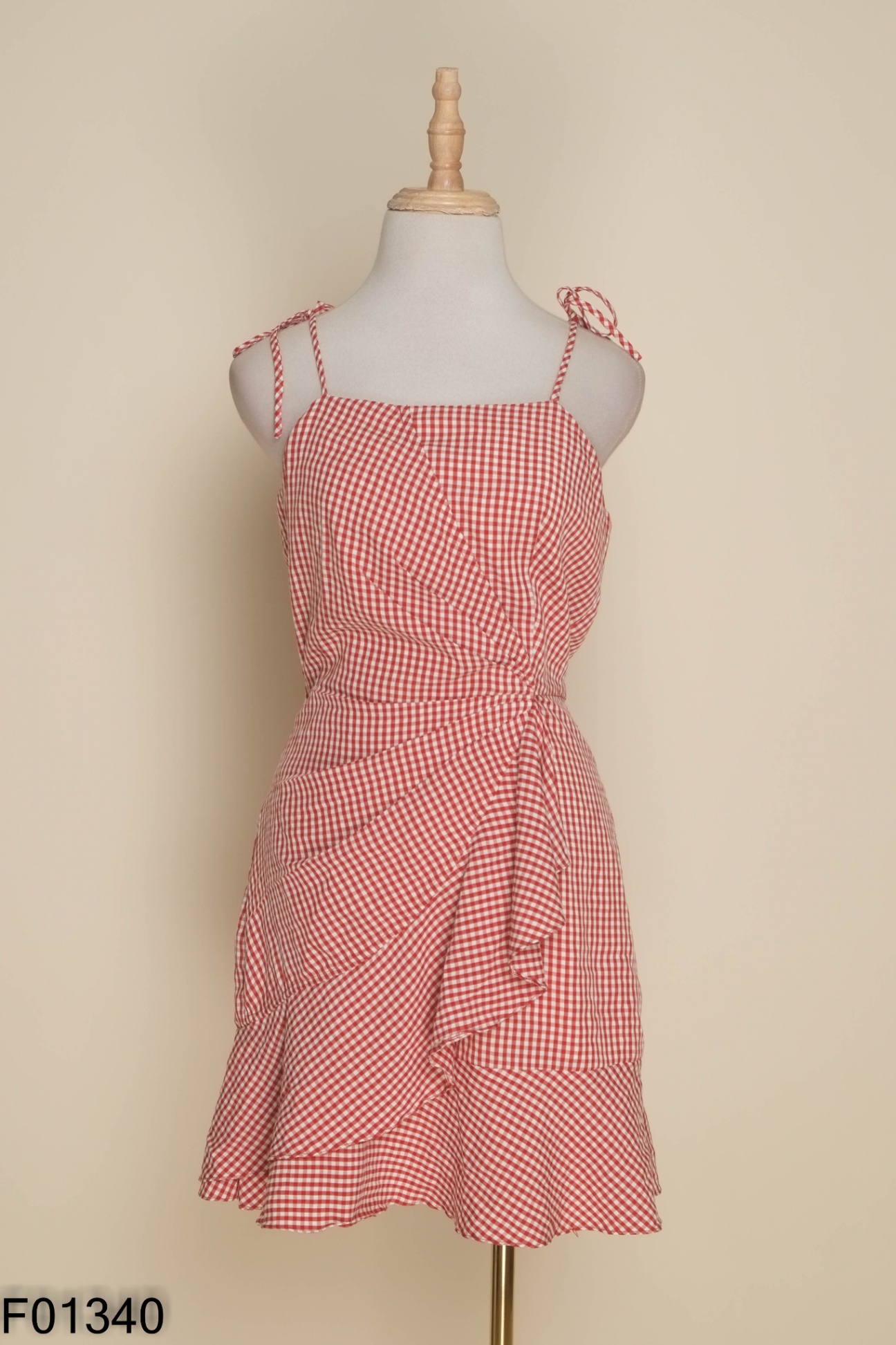 Váy 2 dây đỏ caro trắng MADELEN