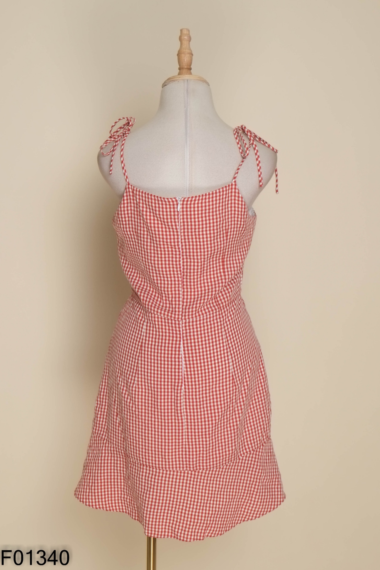 Váy 2 dây đỏ caro trắng MADELEN