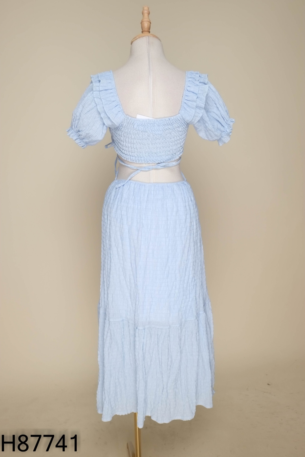 Váy đũi xanh phối chun