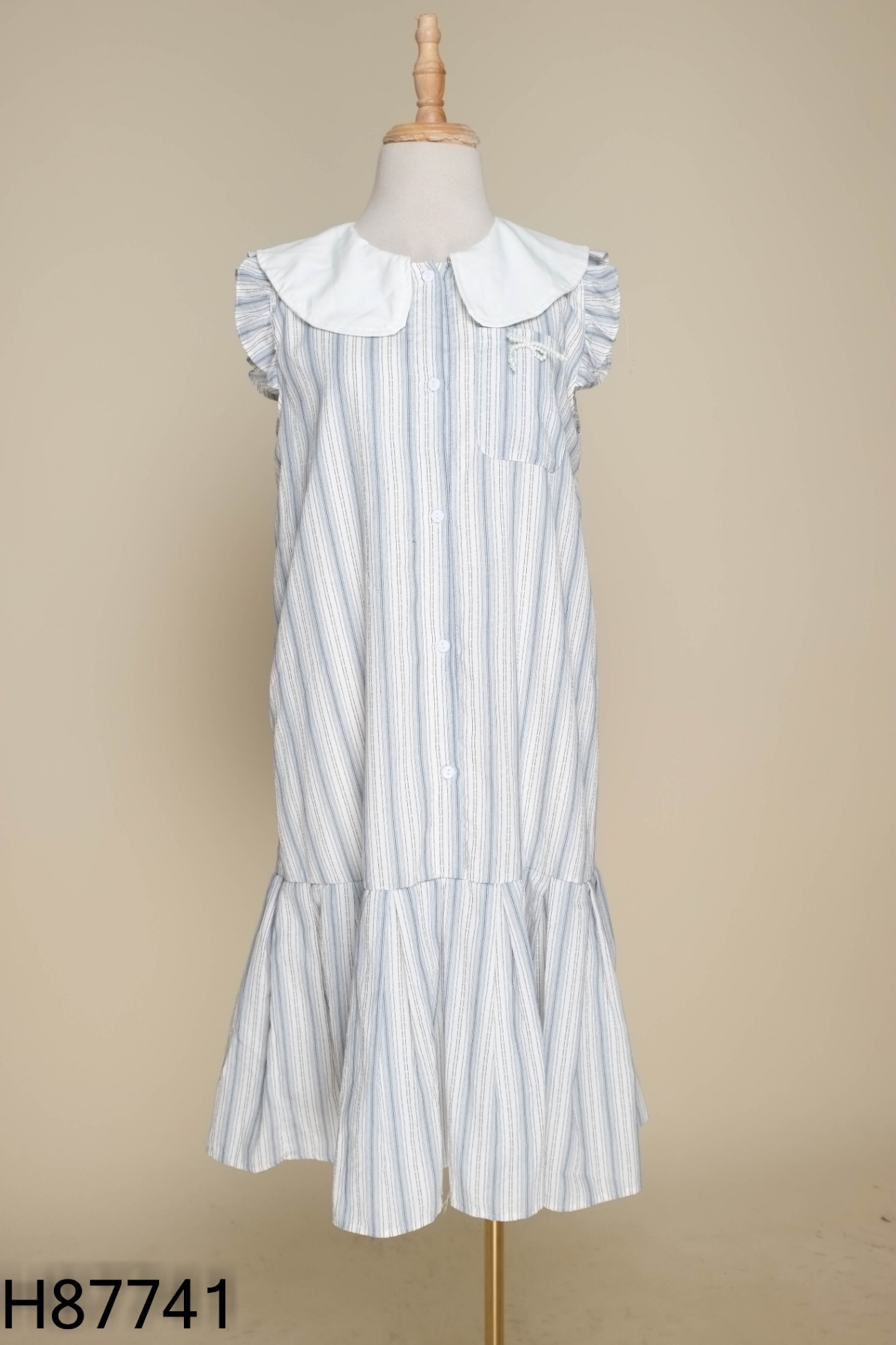 Váy linen xanh sọc be