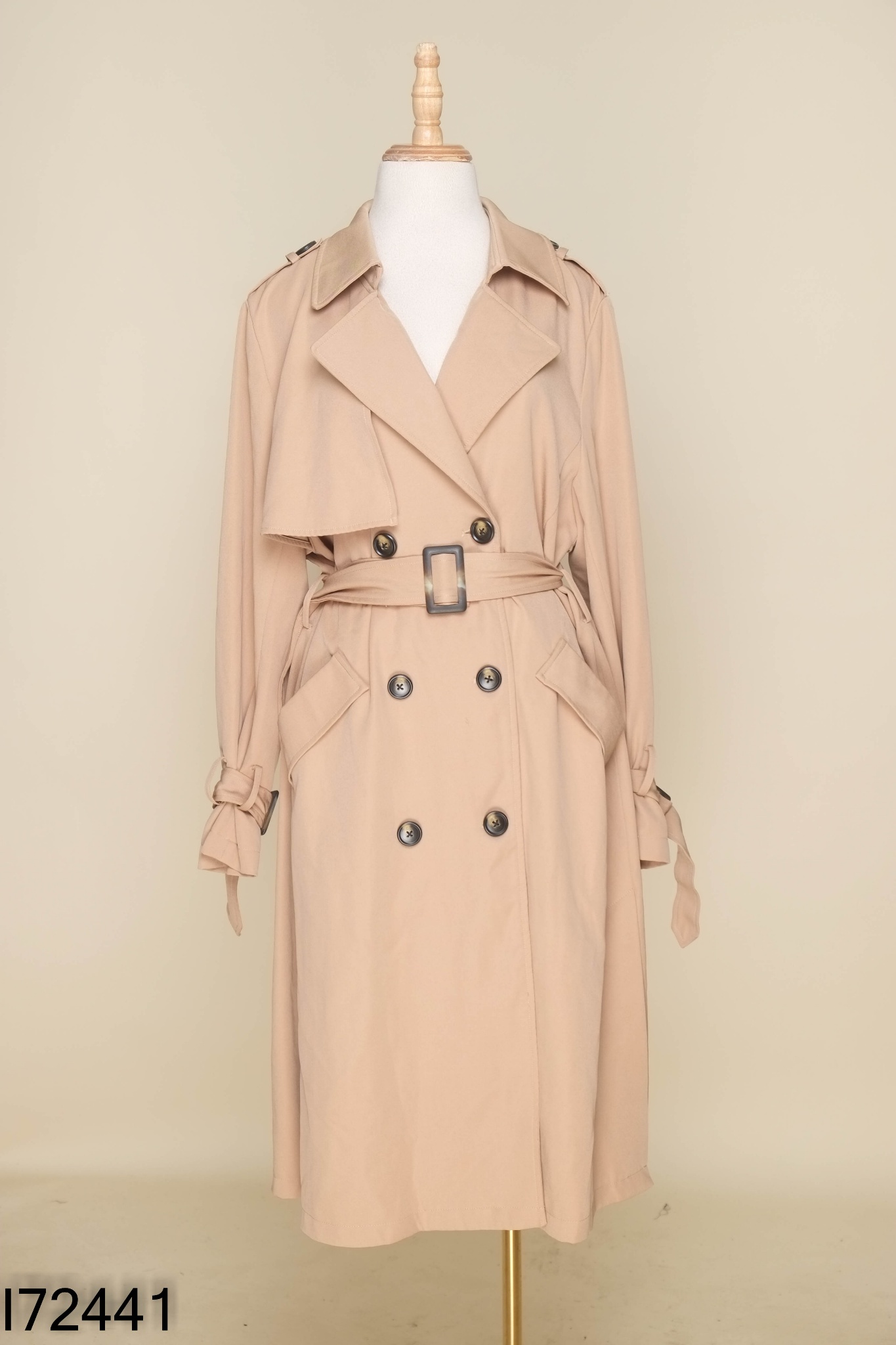 Áo khoác dáng dài be MSSHE phối đai