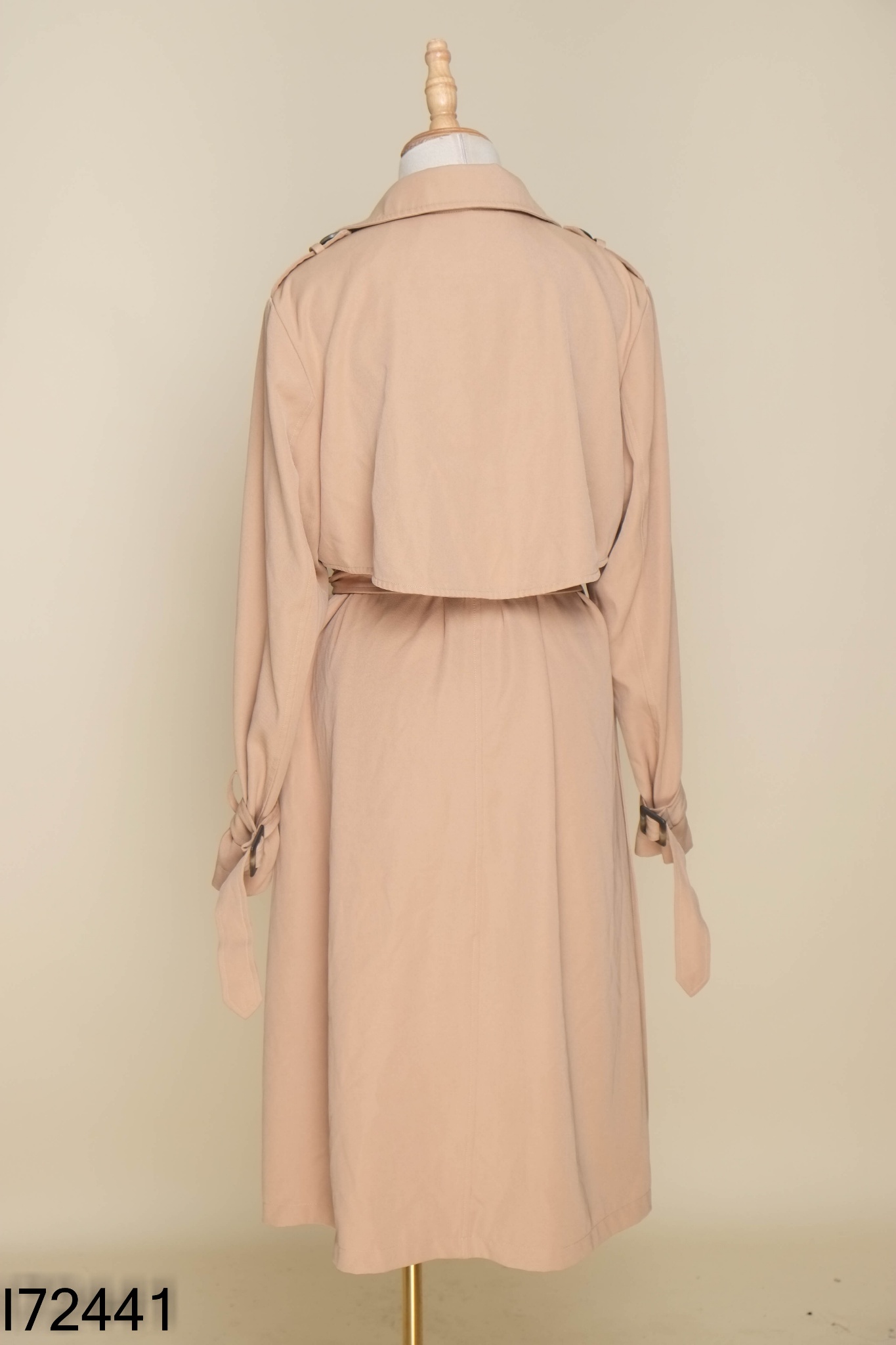 Áo khoác dáng dài be MSSHE phối đai