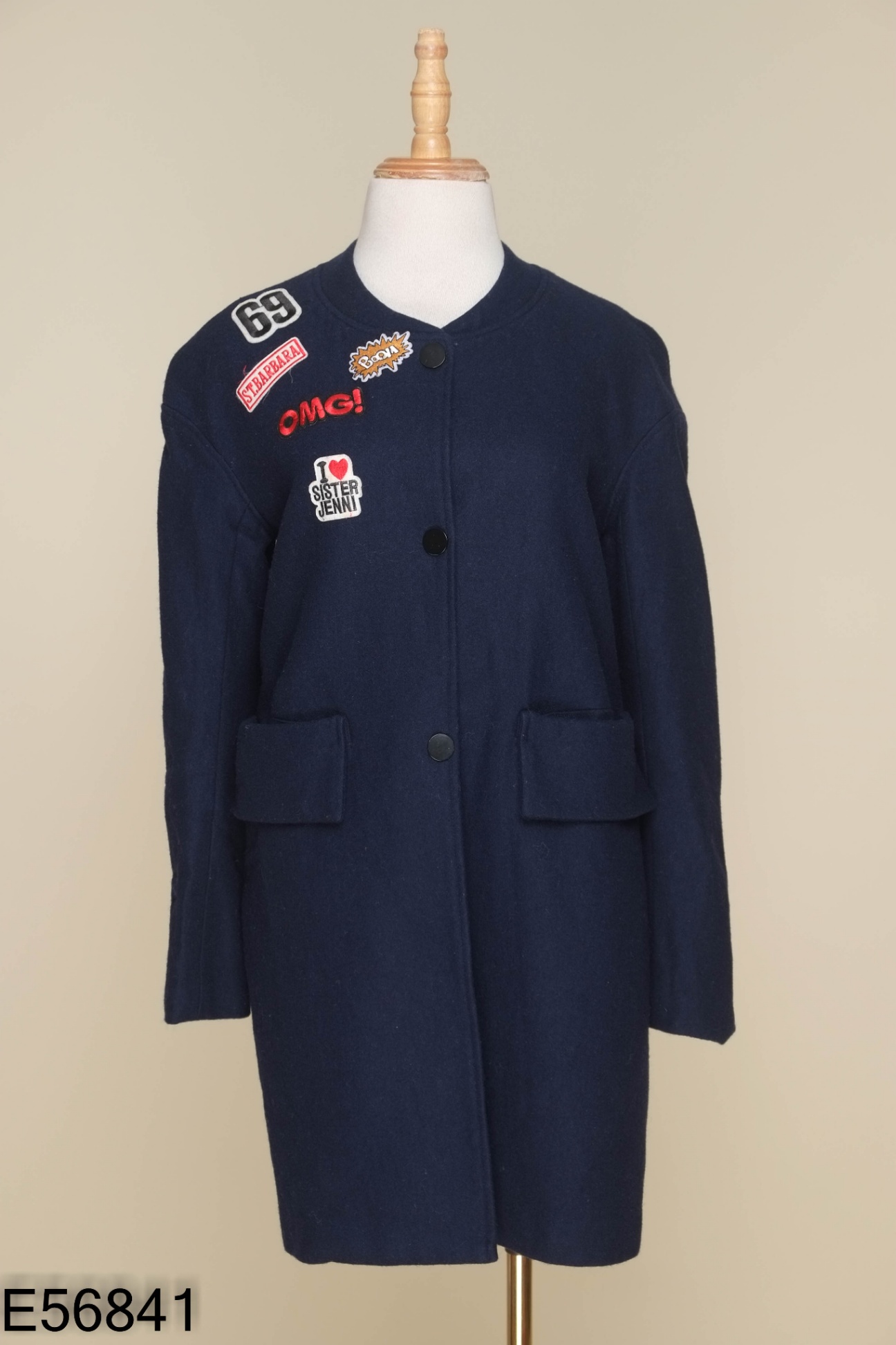 Áo khoác dạ ADORE DRESS xanh than họa tiết