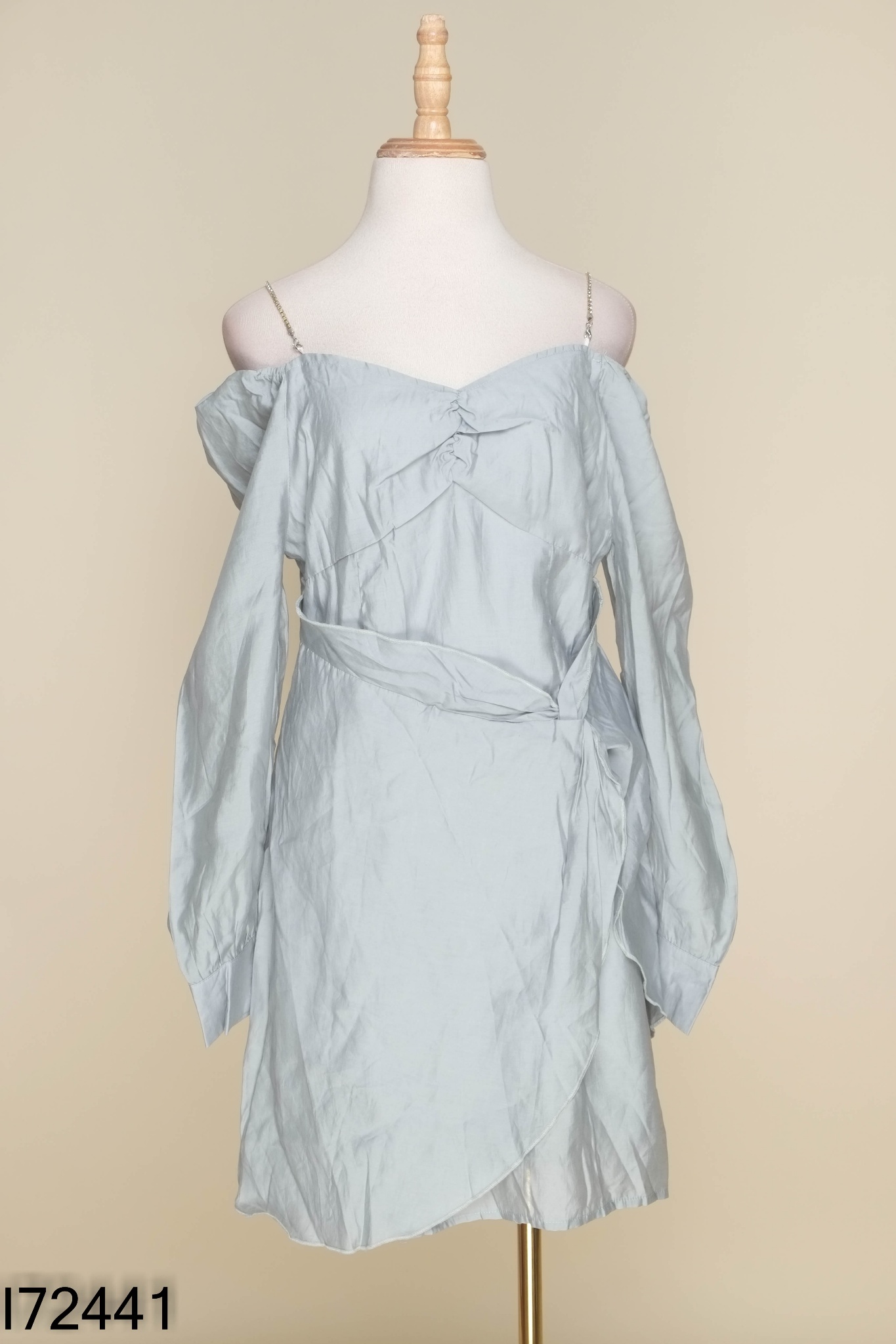 NEWTAG váy FANPN xanh phối dây đính đá