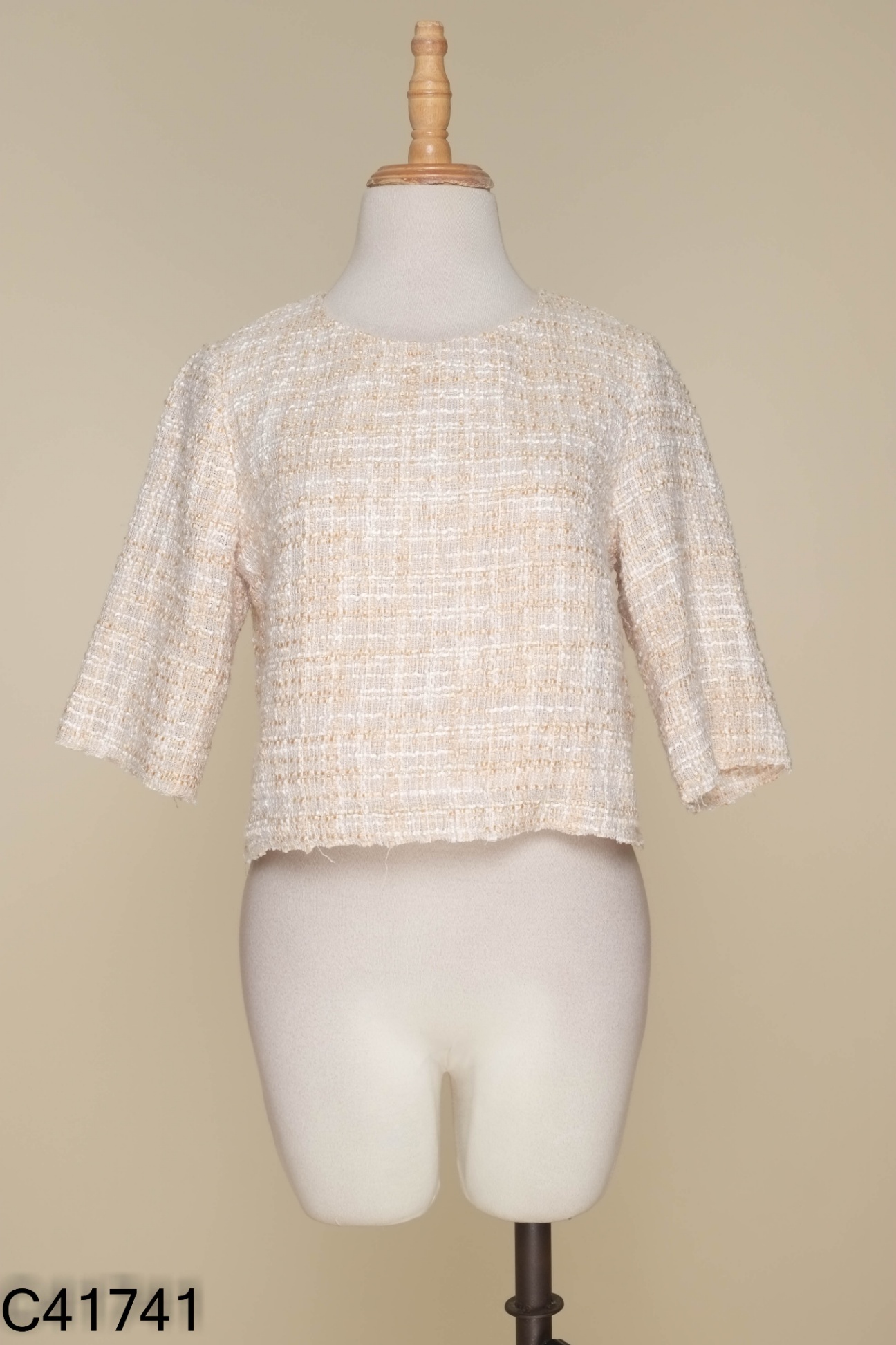 Áo ADORE DRESS dạ be phối nâu