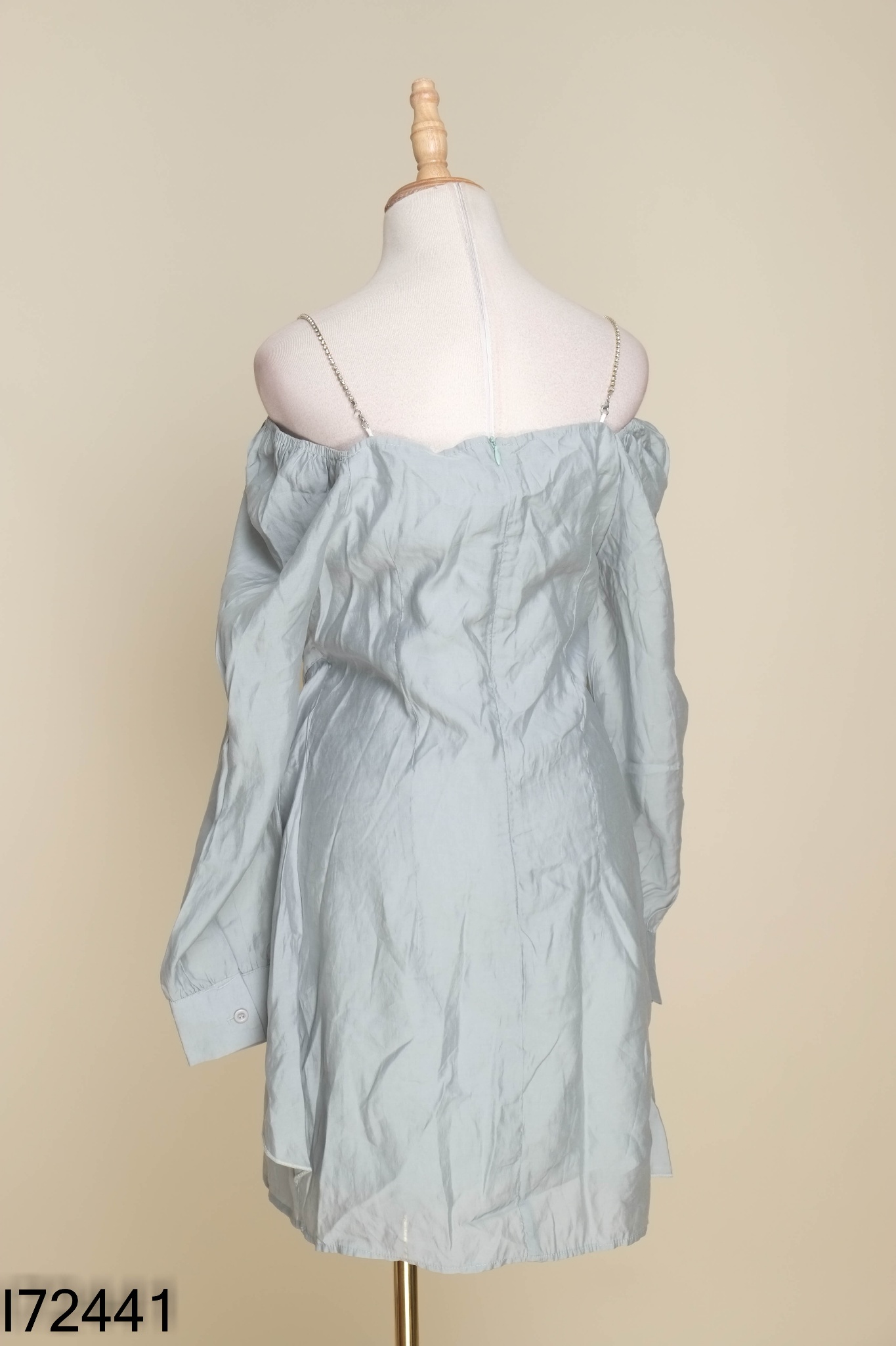 NEWTAG váy FANPN xanh phối dây đính đá