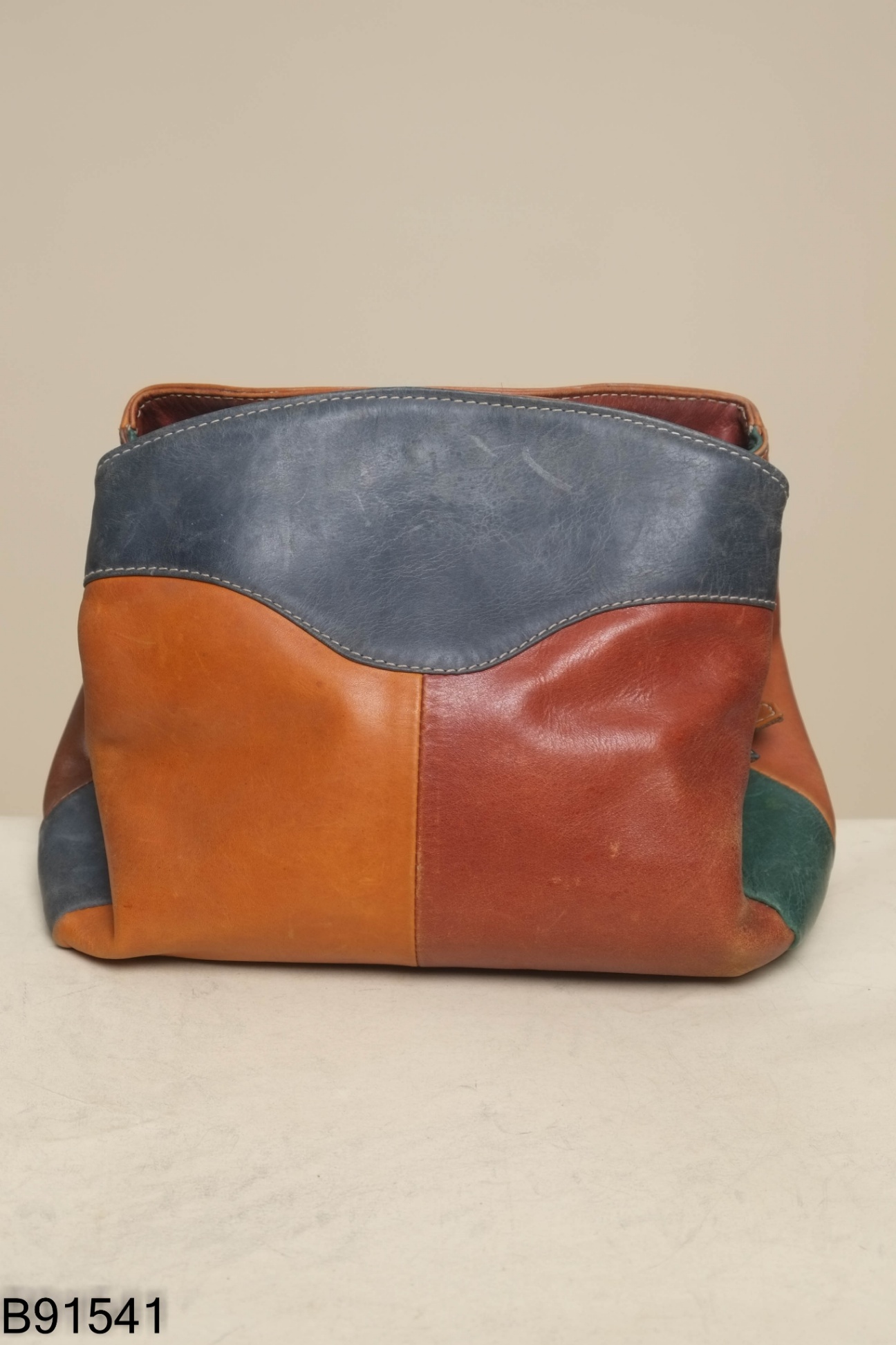 Túi da thật nâu phối đậm nhạt