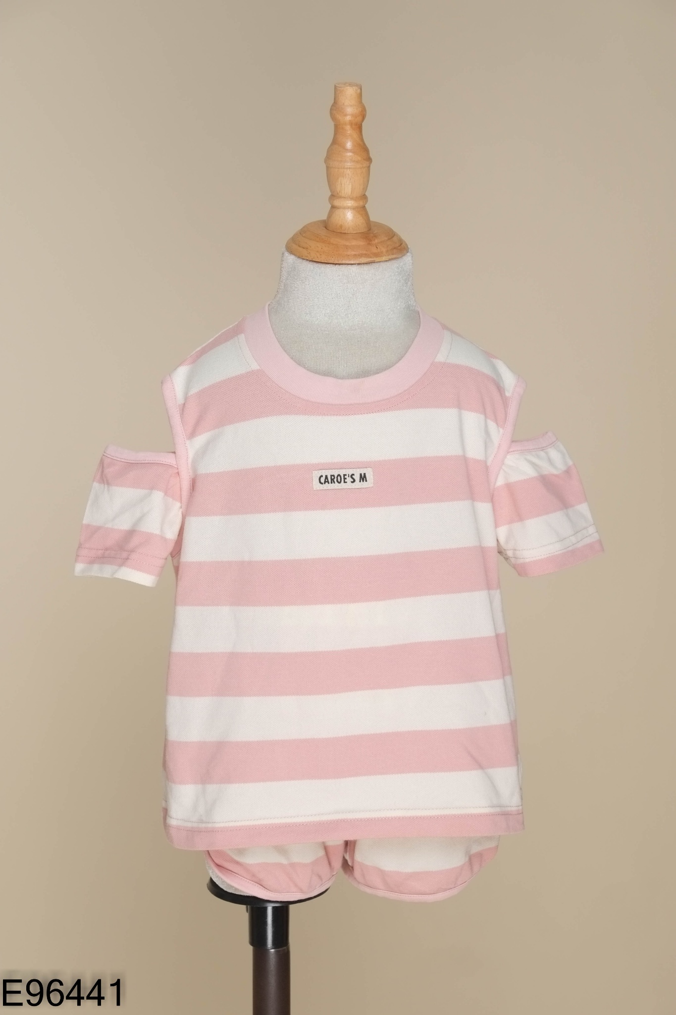 Set Áo hồng kẻ be + quần shorts KIDS