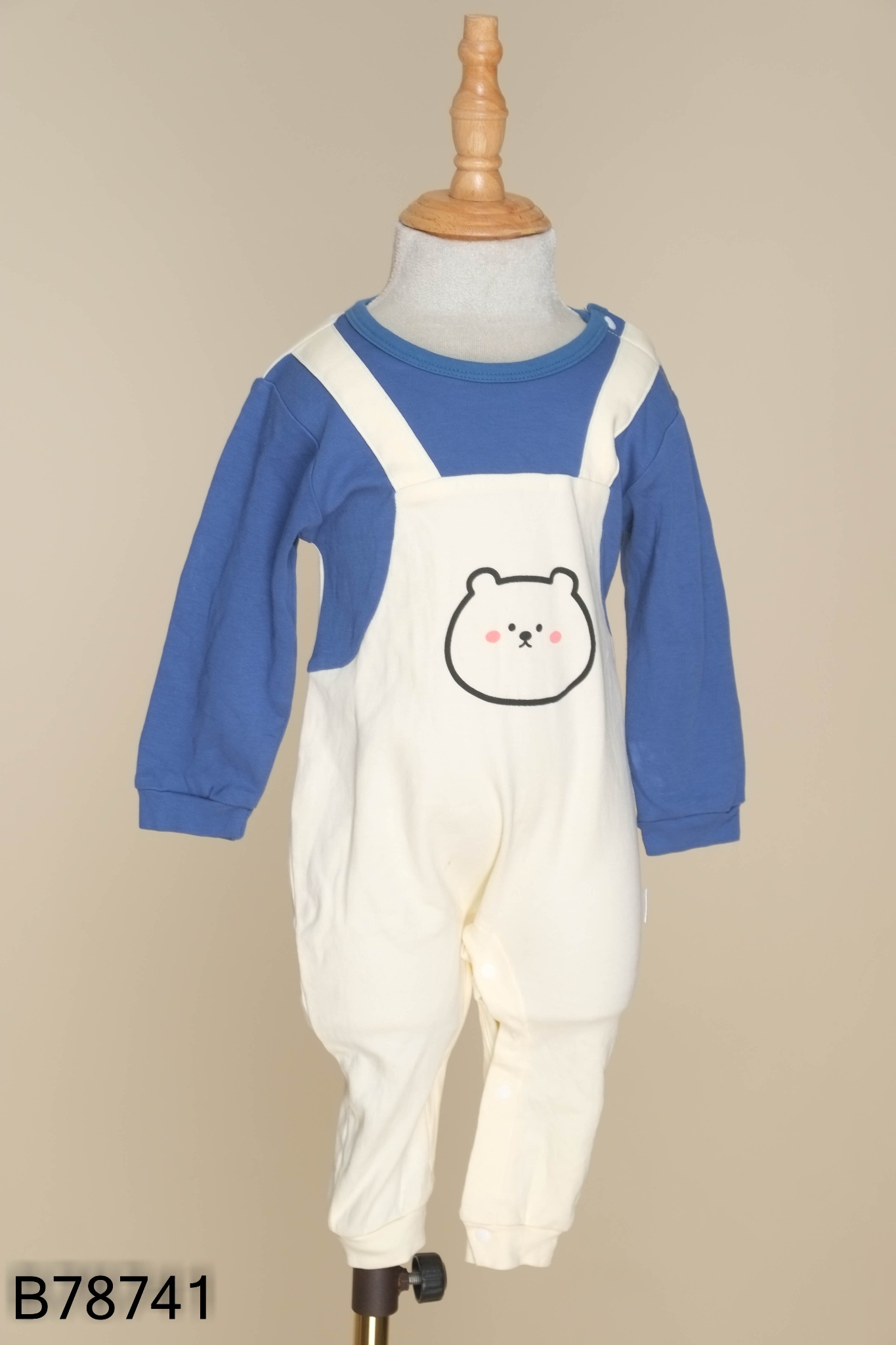 Jumpsuits xanh + be in gấu KID