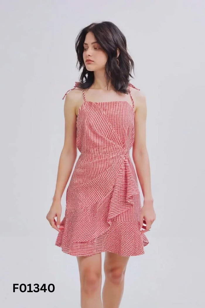 Váy 2 dây đỏ caro trắng MADELEN