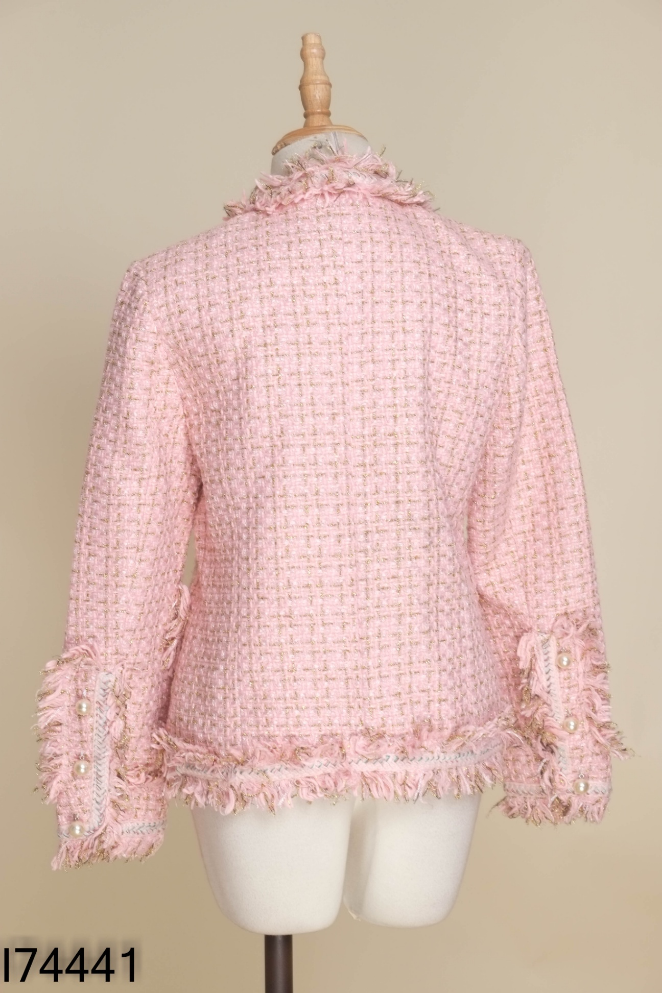 Áo khoác dạ tweed hồng ánh vàng