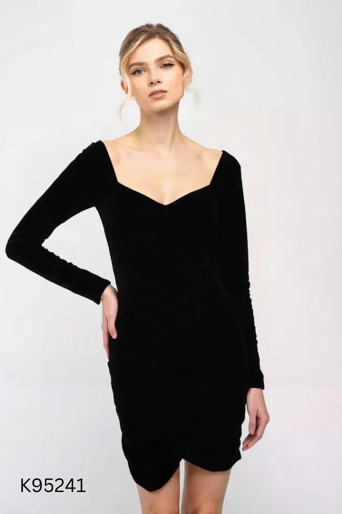 Váy nhung đen dúm ngực (ZARA xuất)