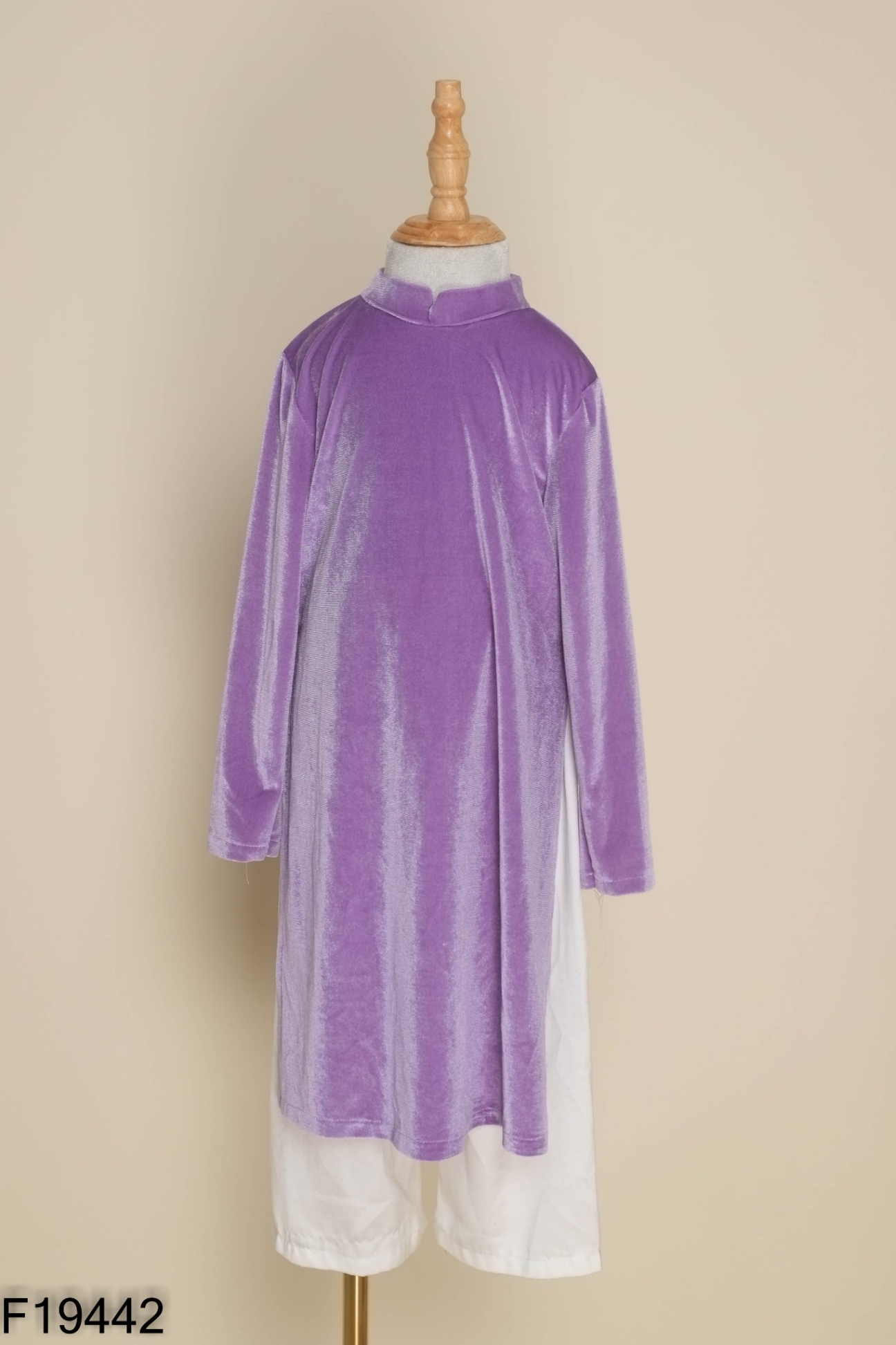 Set áo dài tím+quàn trắng