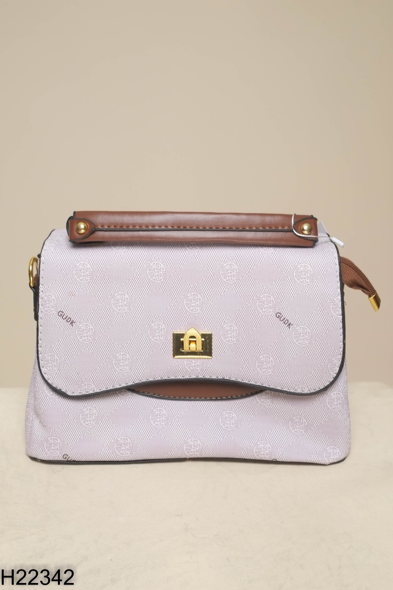 Túi xách xám hoạ tiết phối nâu